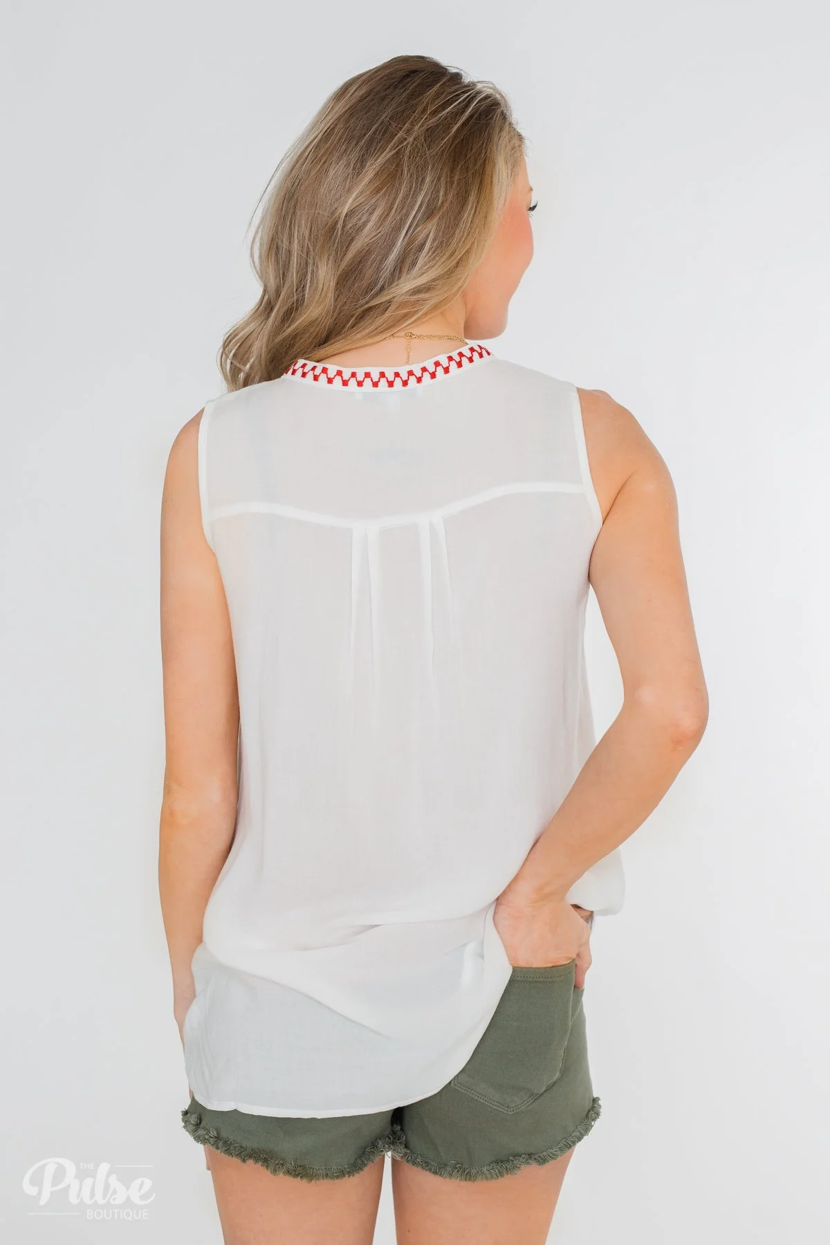 Beauty Remarks Embroider Tank Top- White - Image 12
