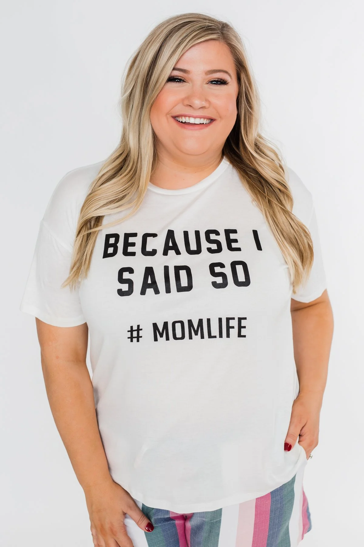 "Because I Said So" Graphic Short Sleeve Top- Ivory - Image 6