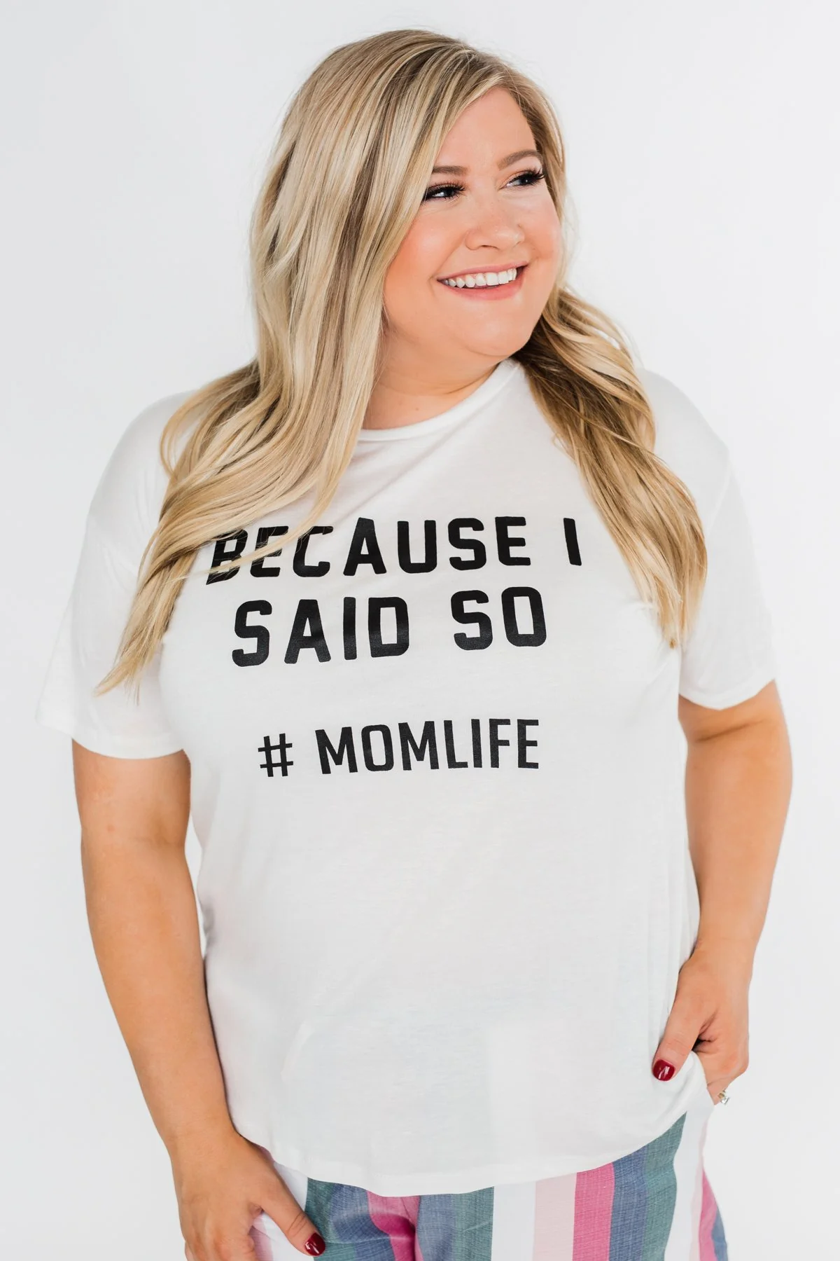 "Because I Said So" Graphic Short Sleeve Top- Ivory - Image 8
