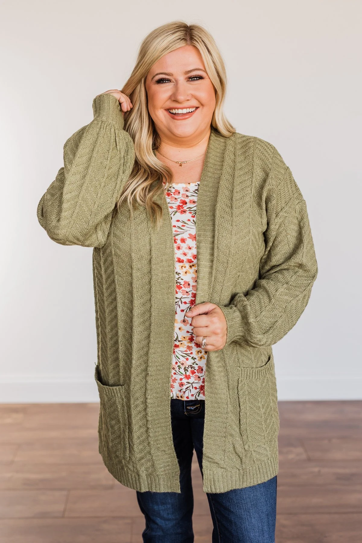 Because You're Mine Knit Cardigan- Olive - Image 5