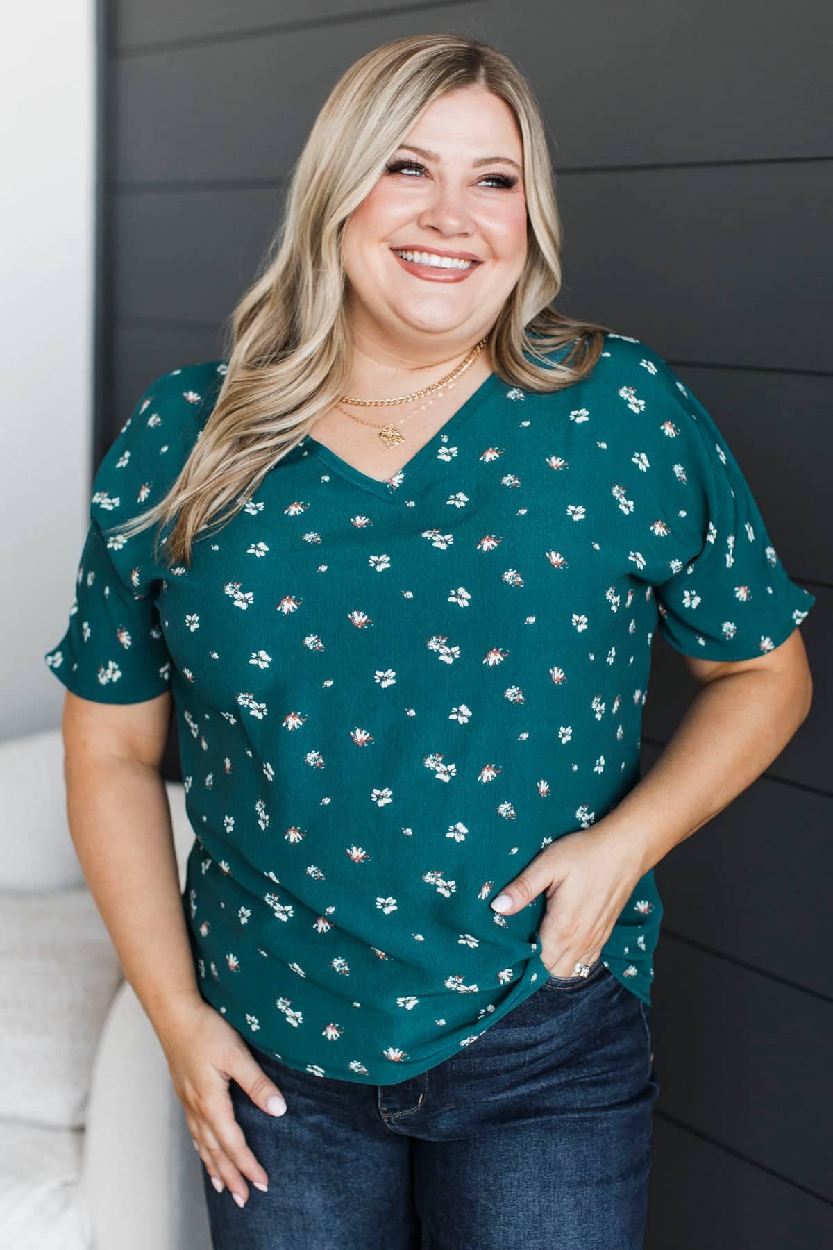 Becoming My Best Self Floral Blouse- Teal - Image 2