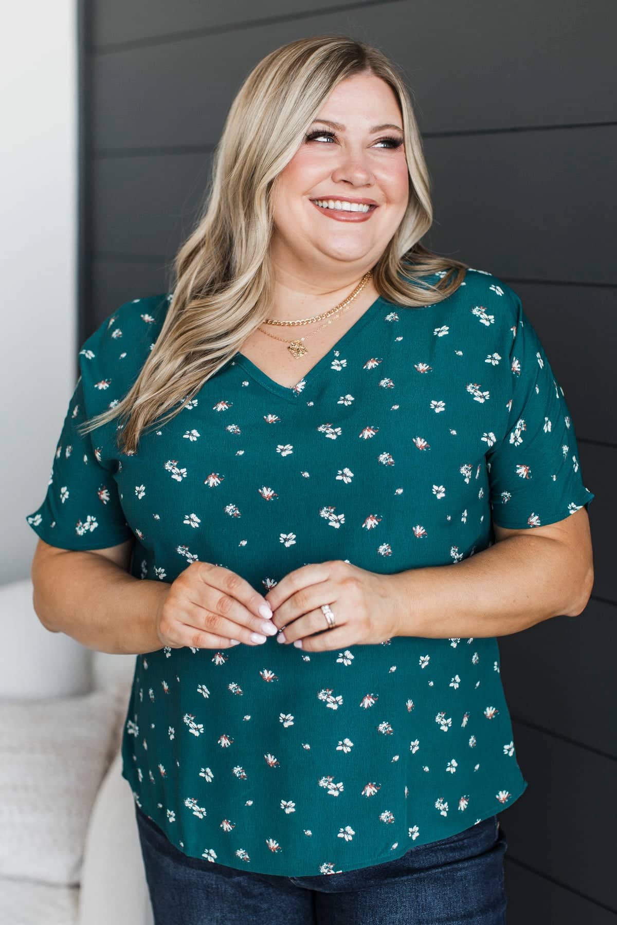 Becoming My Best Self Floral Blouse- Teal - Image 3