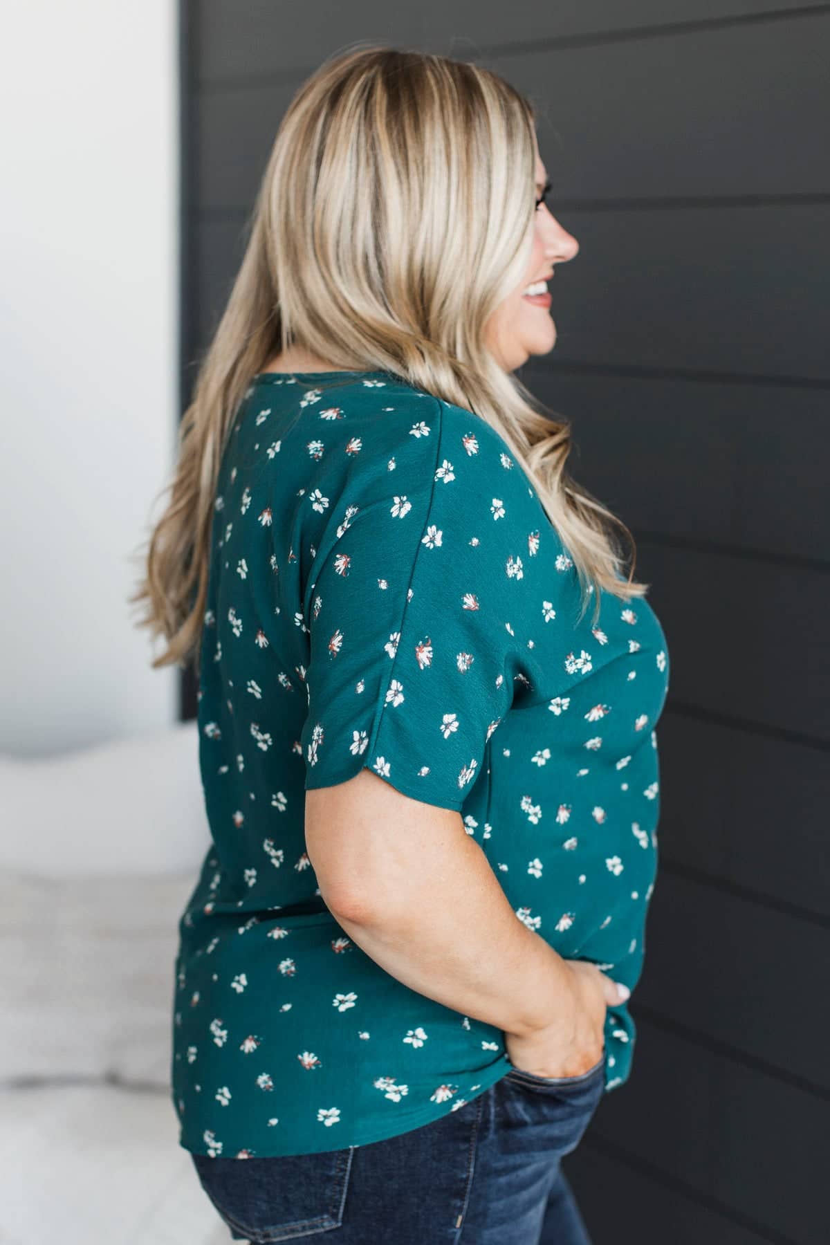 Becoming My Best Self Floral Blouse- Teal - Image 5