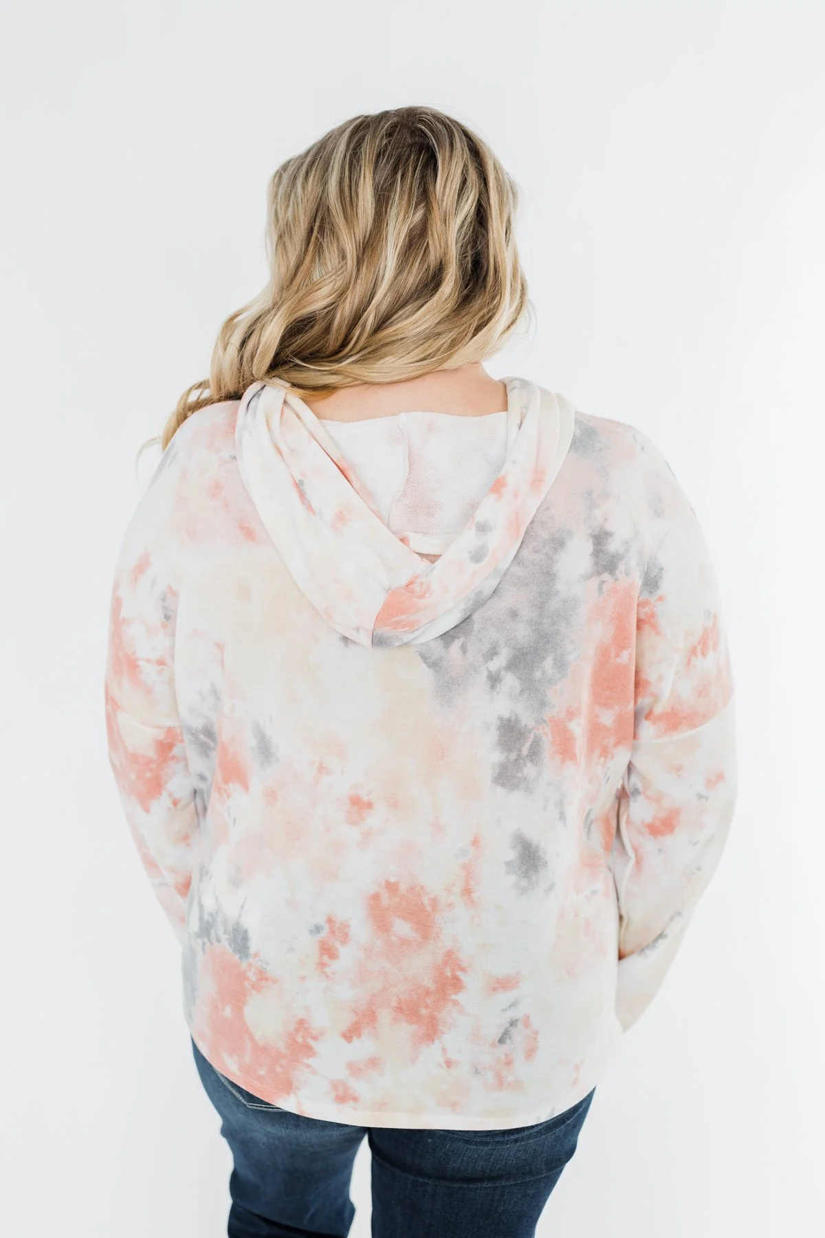 Been There Before Tie Dye Hoodie- Peach, Grey & Yellow - Image 9