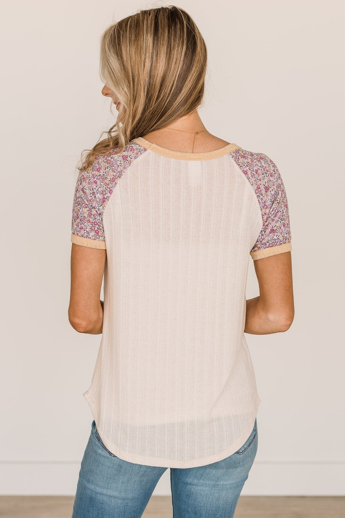 Before You Know It Knit Top- Cream & Purple - Image 6
