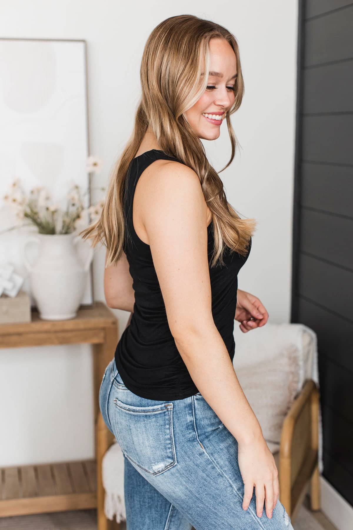 Behold My Love Ruched Tank Top- Black - Image 6