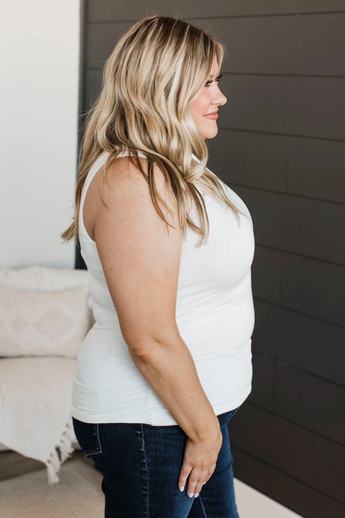 Behold My Love Ruched Tank Top- Ivory - Image 5