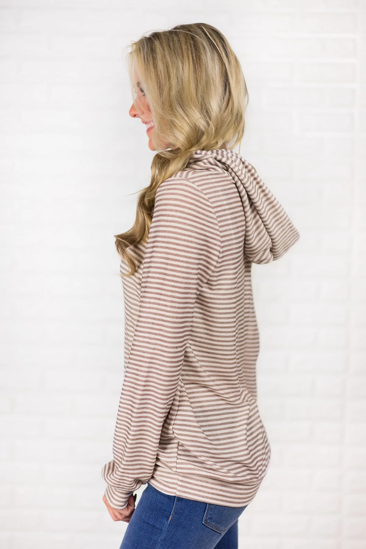 Beige Striped & Polka Dot Hoodie - Image 4