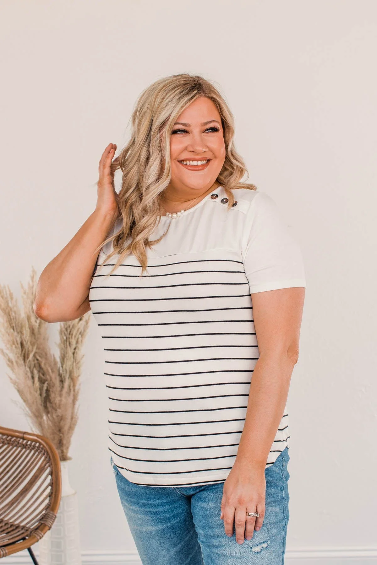 Believe And Achieve Striped Top- Ivory - Image 5