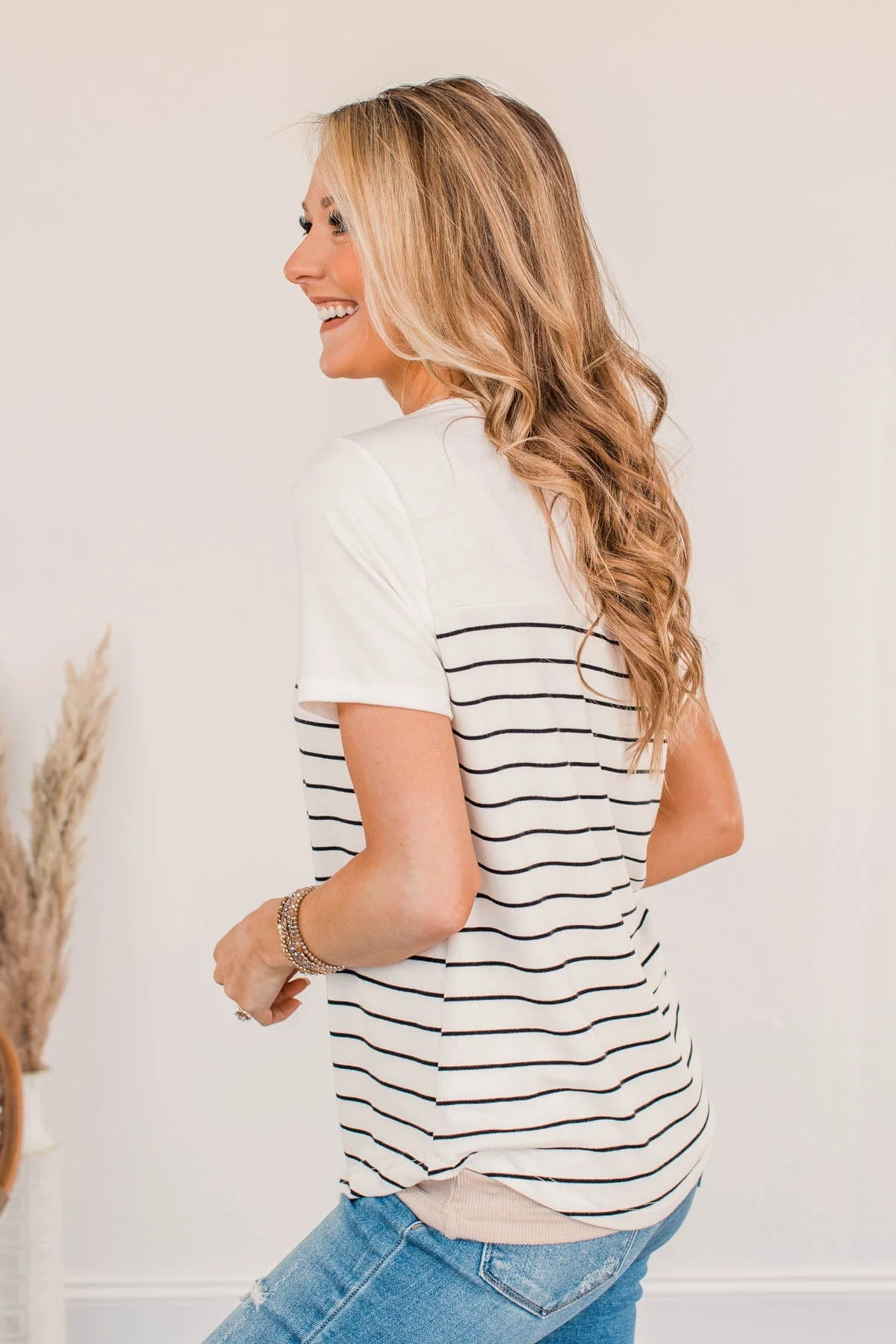 Believe And Achieve Striped Top- Ivory - Image 7