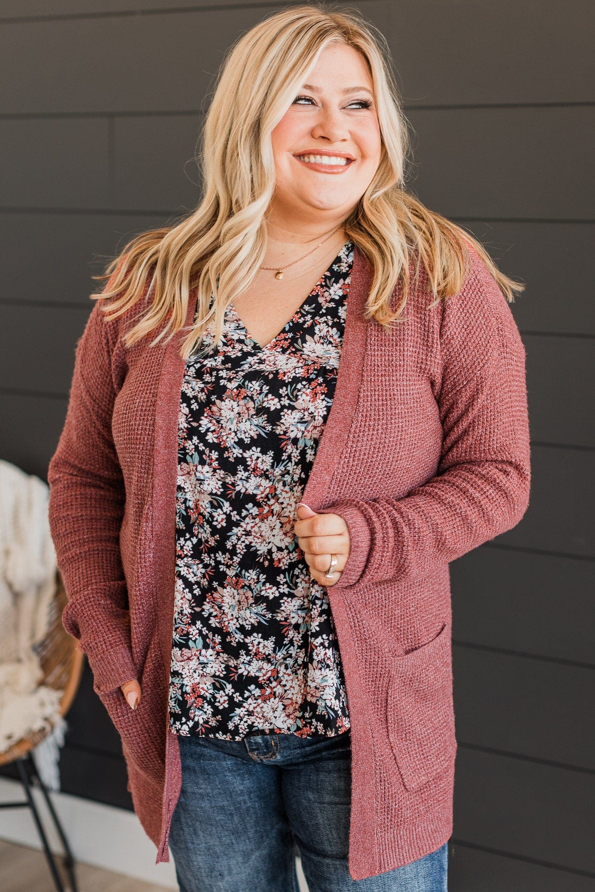 Believe In Dreams Knit Cardigan- Marsala - Image 3