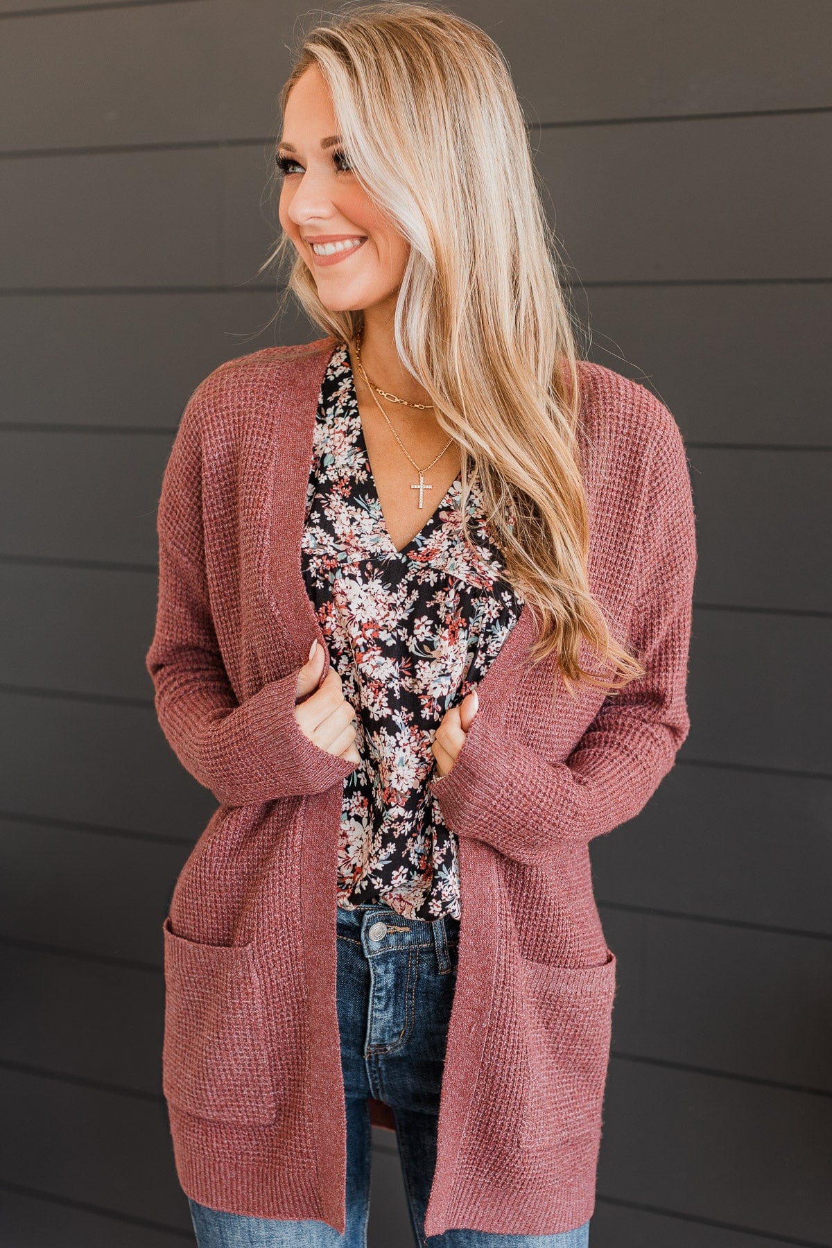 Believe In Dreams Knit Cardigan- Marsala - Image 4