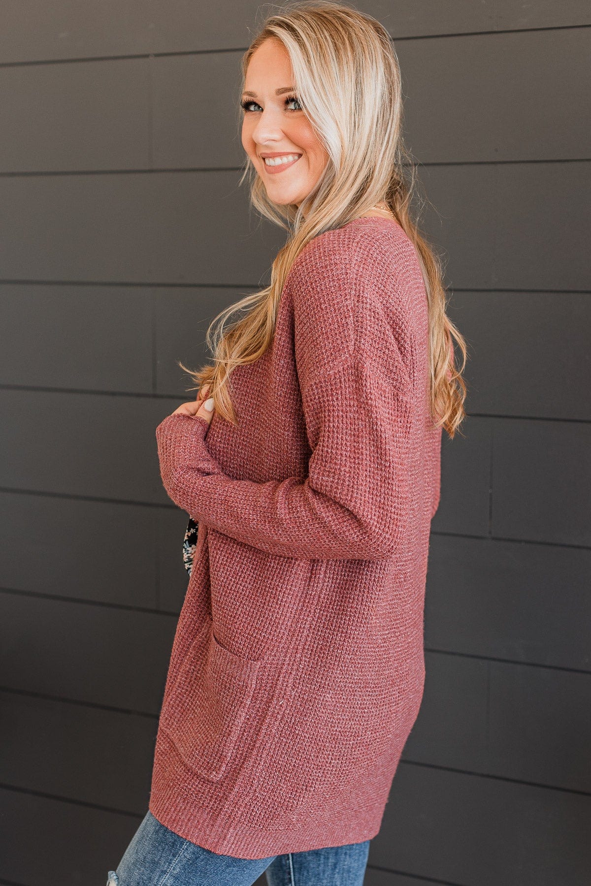 Believe In Dreams Knit Cardigan- Marsala - Image 6