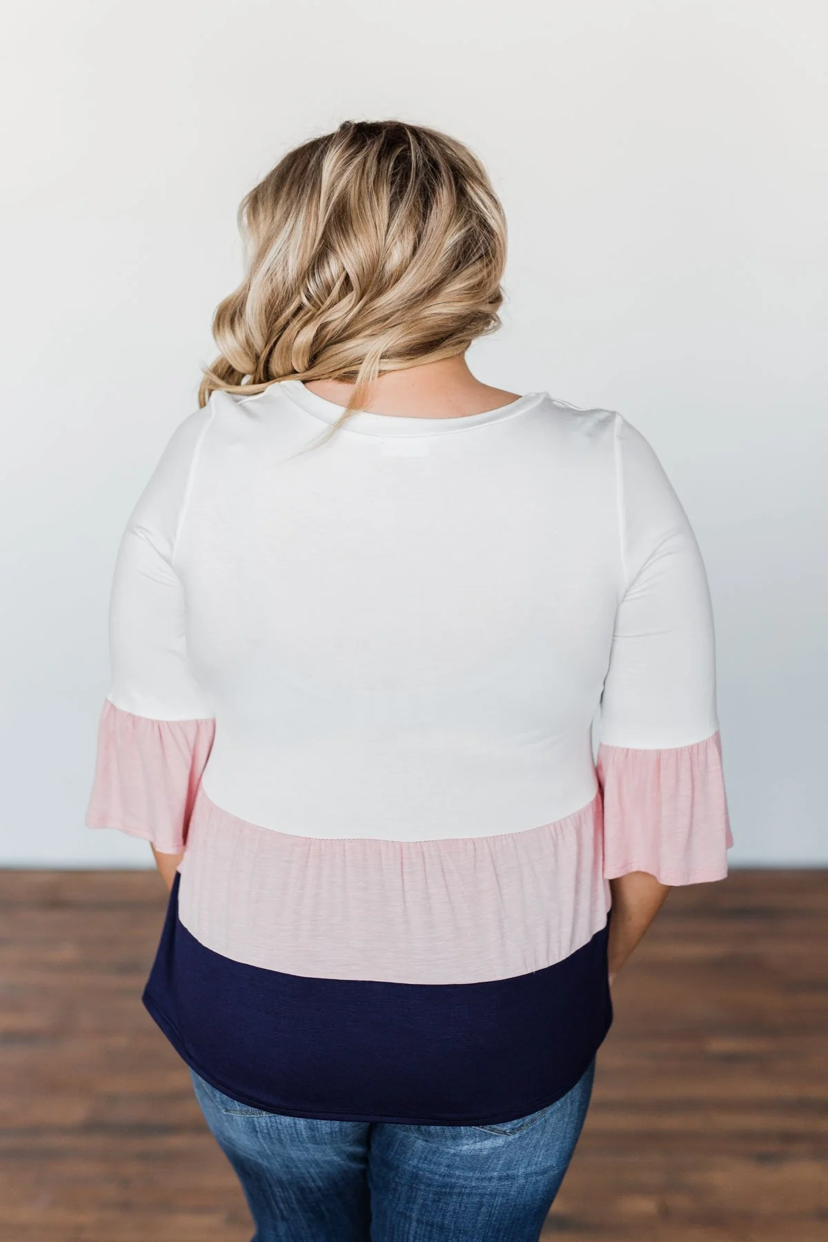 Believe In Magic Ruffle Top- Ivory, Blush, & Navy - Image 10
