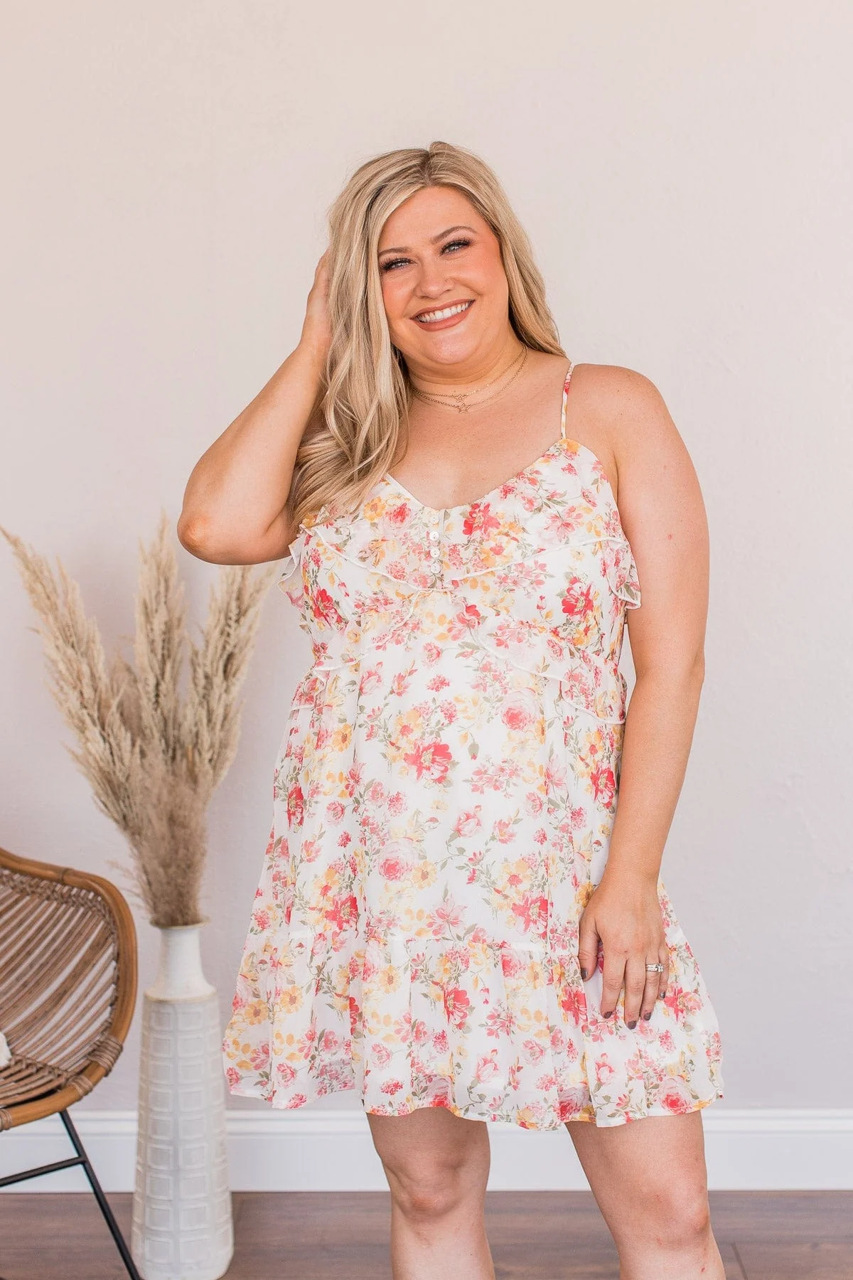 Believe In Tomorrow Floral Dress- Off White - Image 5