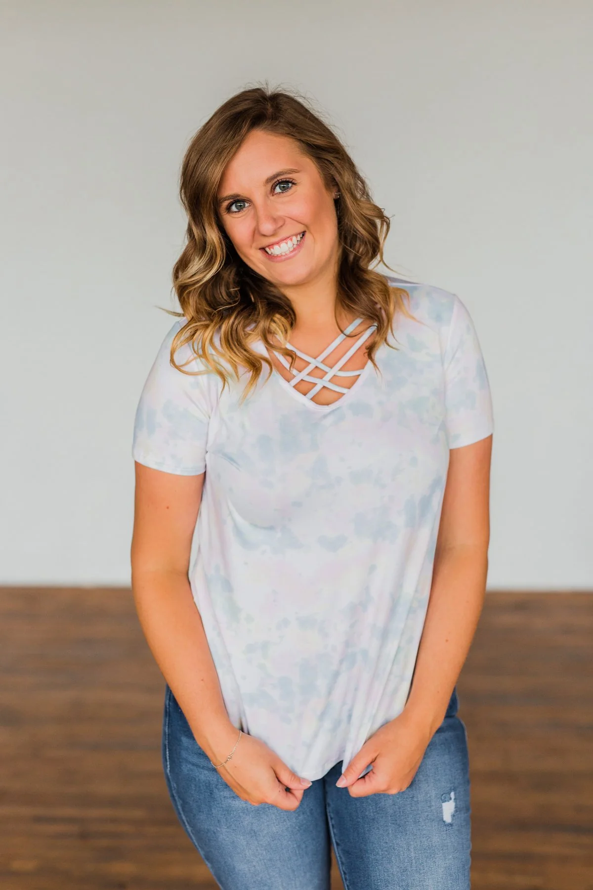 Believe In You Criss Cross Top- Off White, Pink, Yellow, Blue - Image 3