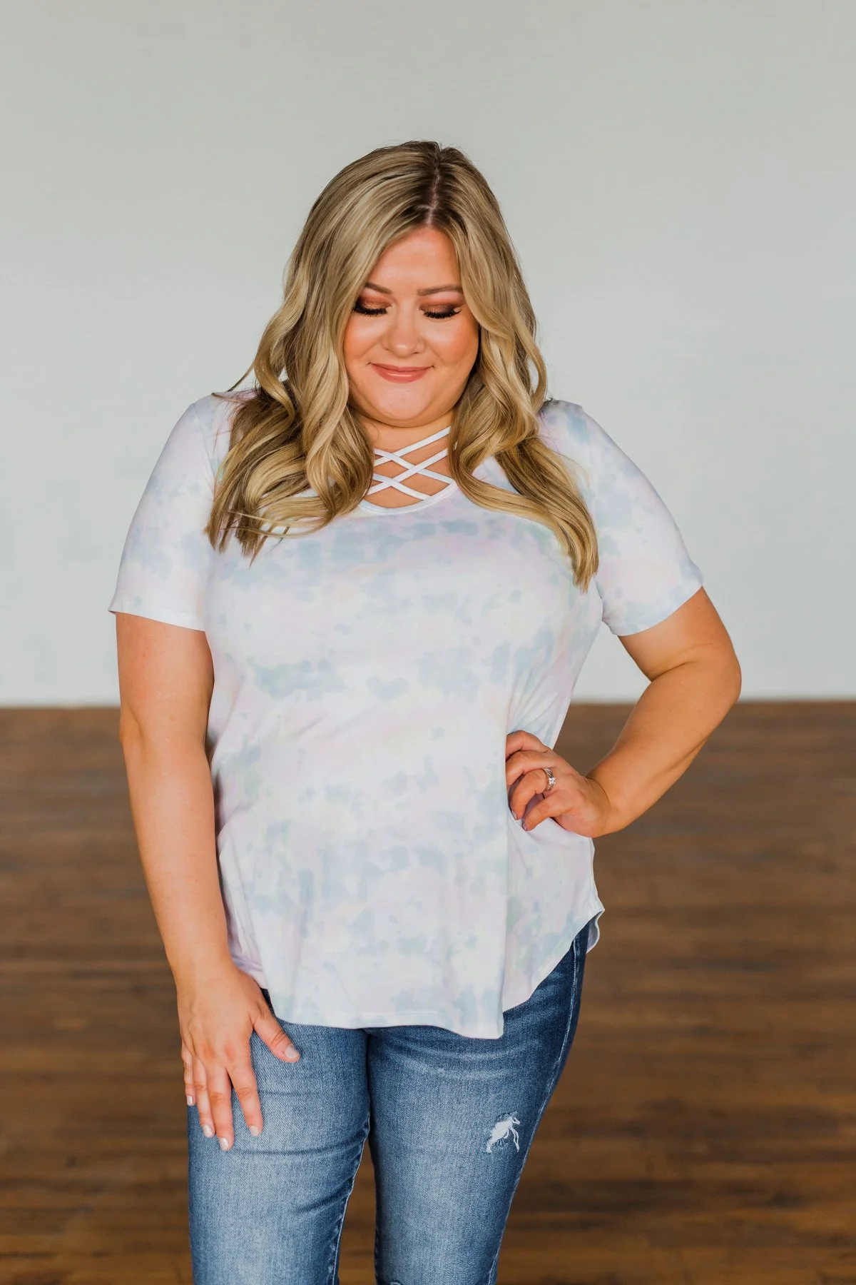Believe In You Criss Cross Top- Off White, Pink, Yellow, Blue - Image 8