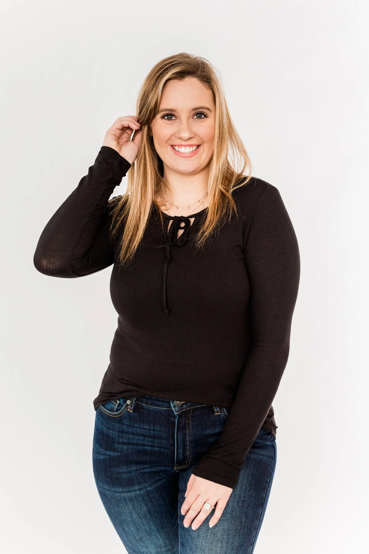 Believe In Yourself Long Sleeve Knit Top- Black - Image 2
