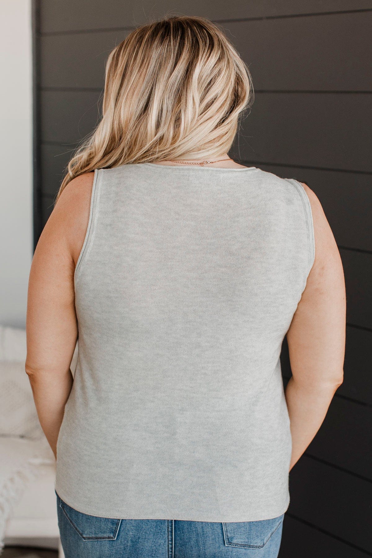 Believe It Or Not Knit Tank Top- Heather Grey - Image 8