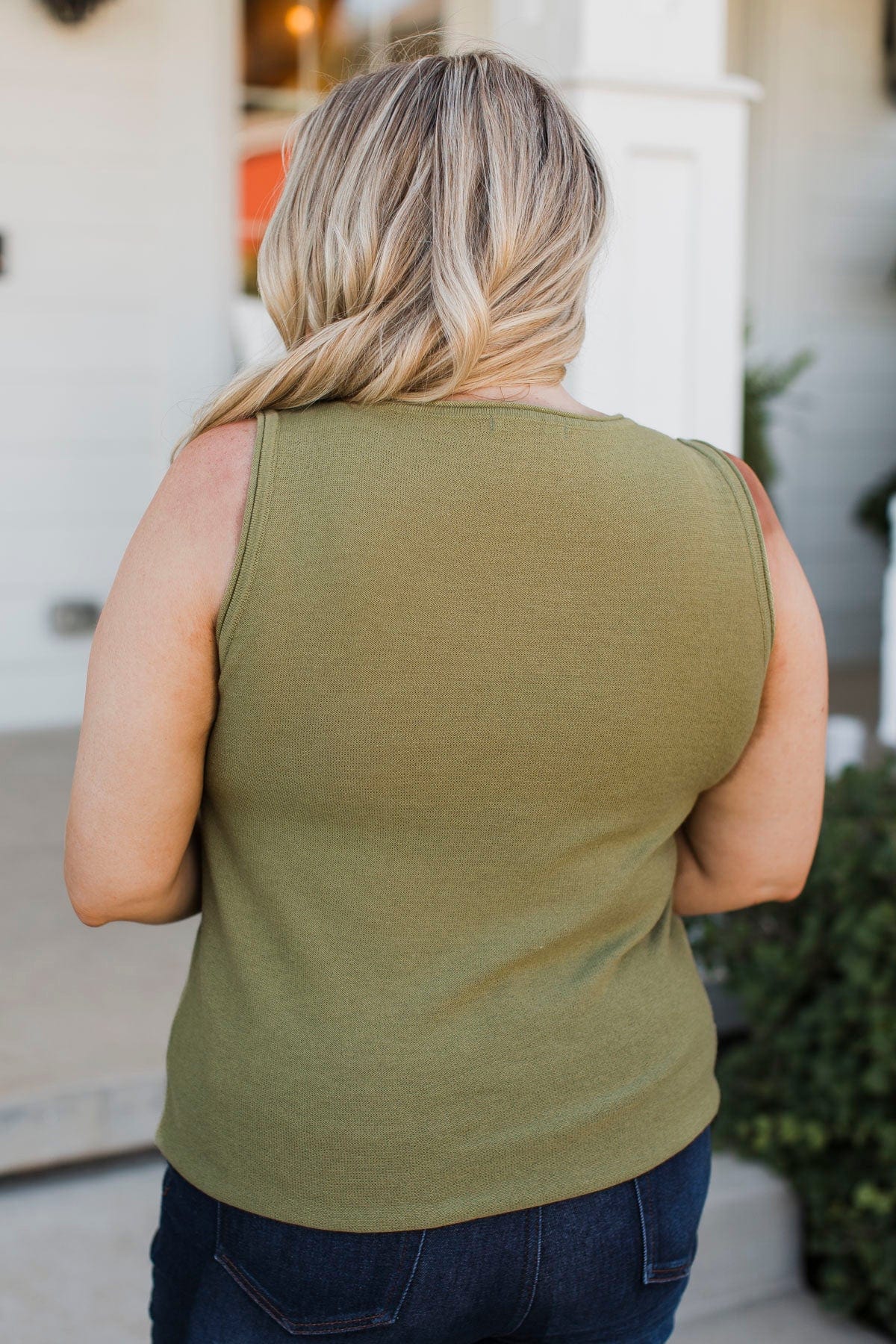 Believe It Or Not Knit Tank Top- Light Olive - Image 7