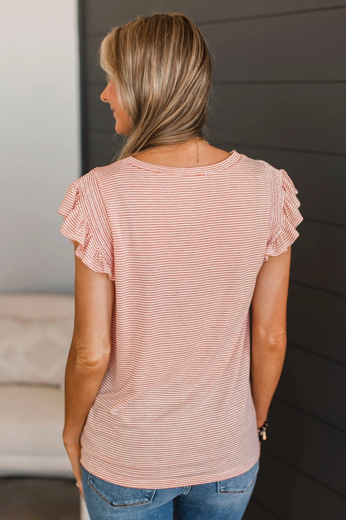 Believe Me Striped Top- Ivory & Orange - Image 8