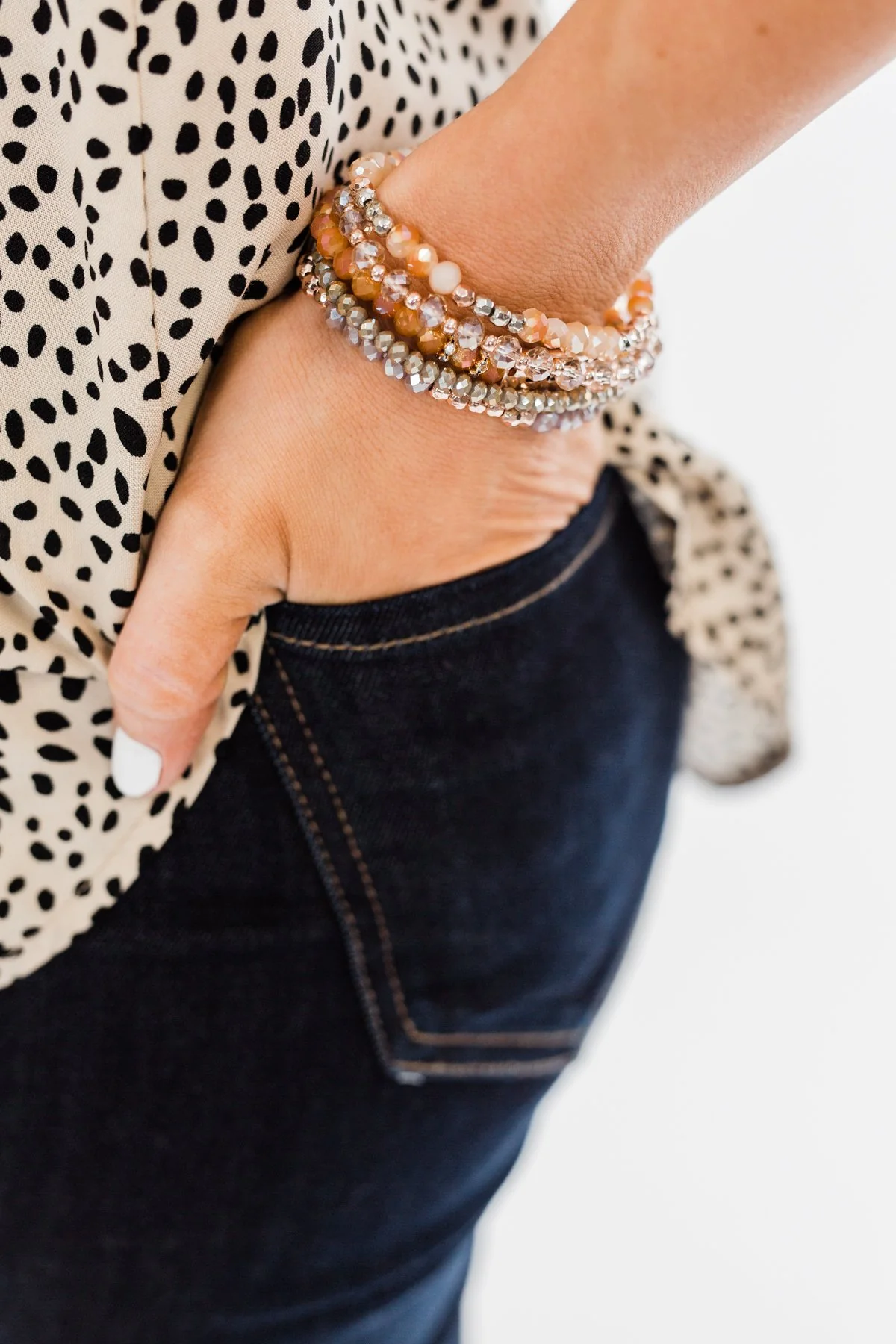 "Believe" Stackable Beaded Bracelet Set- Rose Gold - Image 2