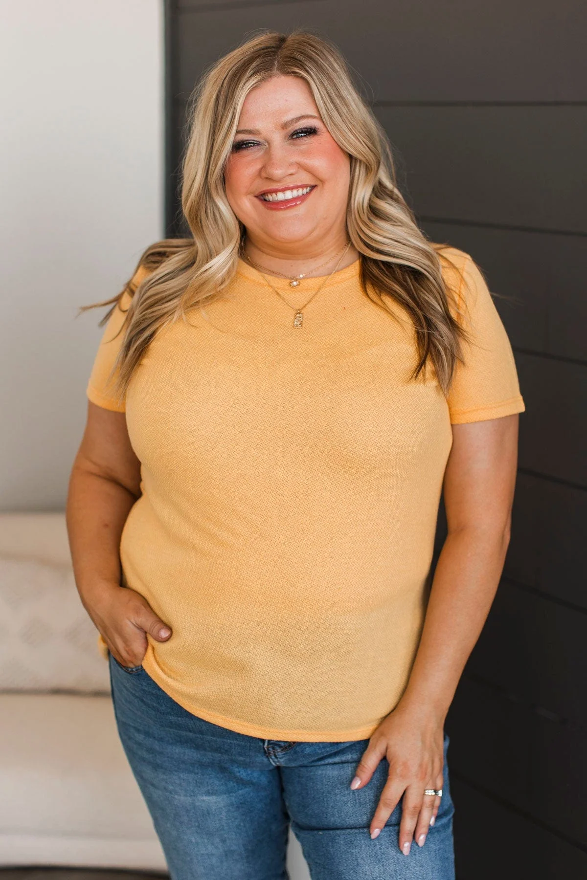 Belong To Me Short Sleeve Top- Golden Yellow