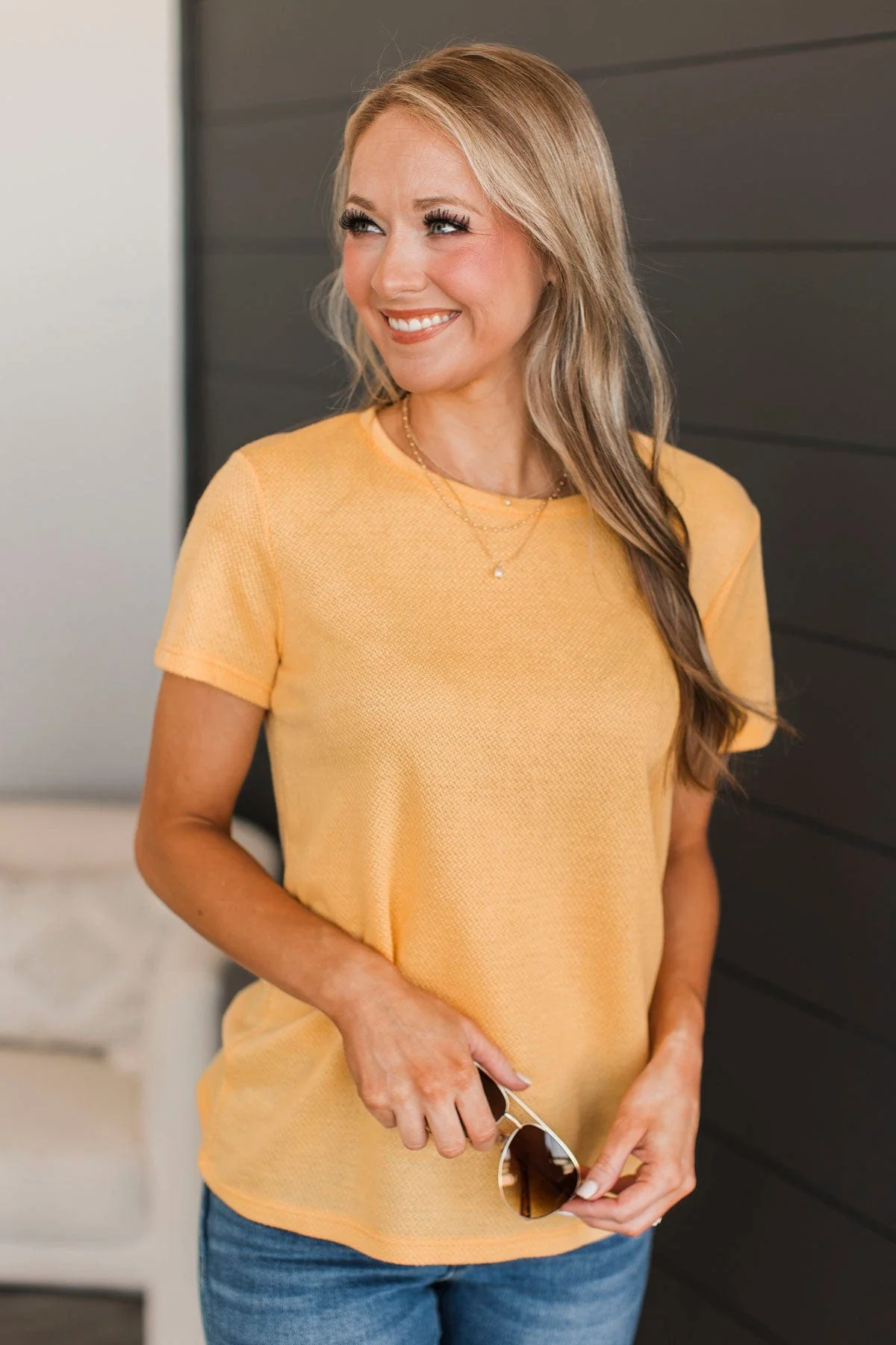 Belong To Me Short Sleeve Top- Golden Yellow - Image 4