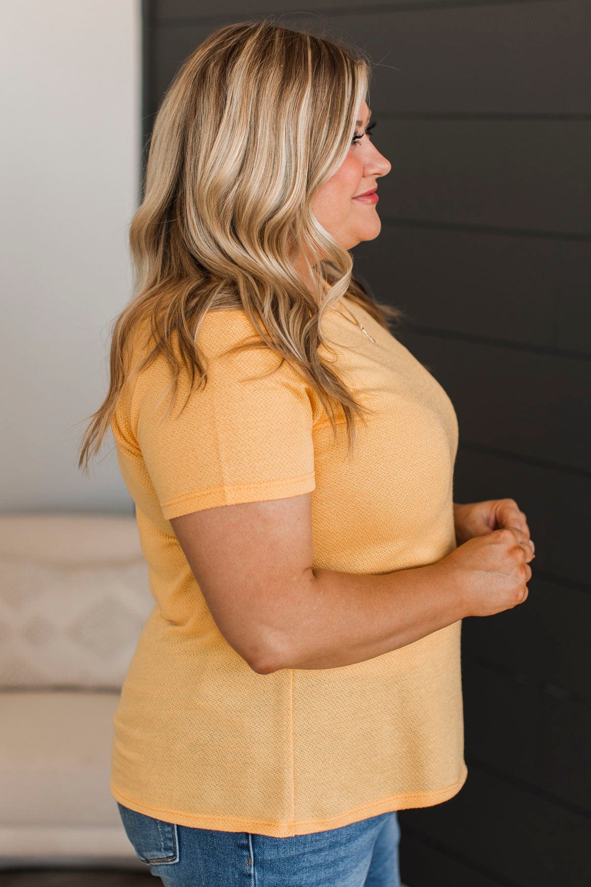 Belong To Me Short Sleeve Top- Golden Yellow - Image 5