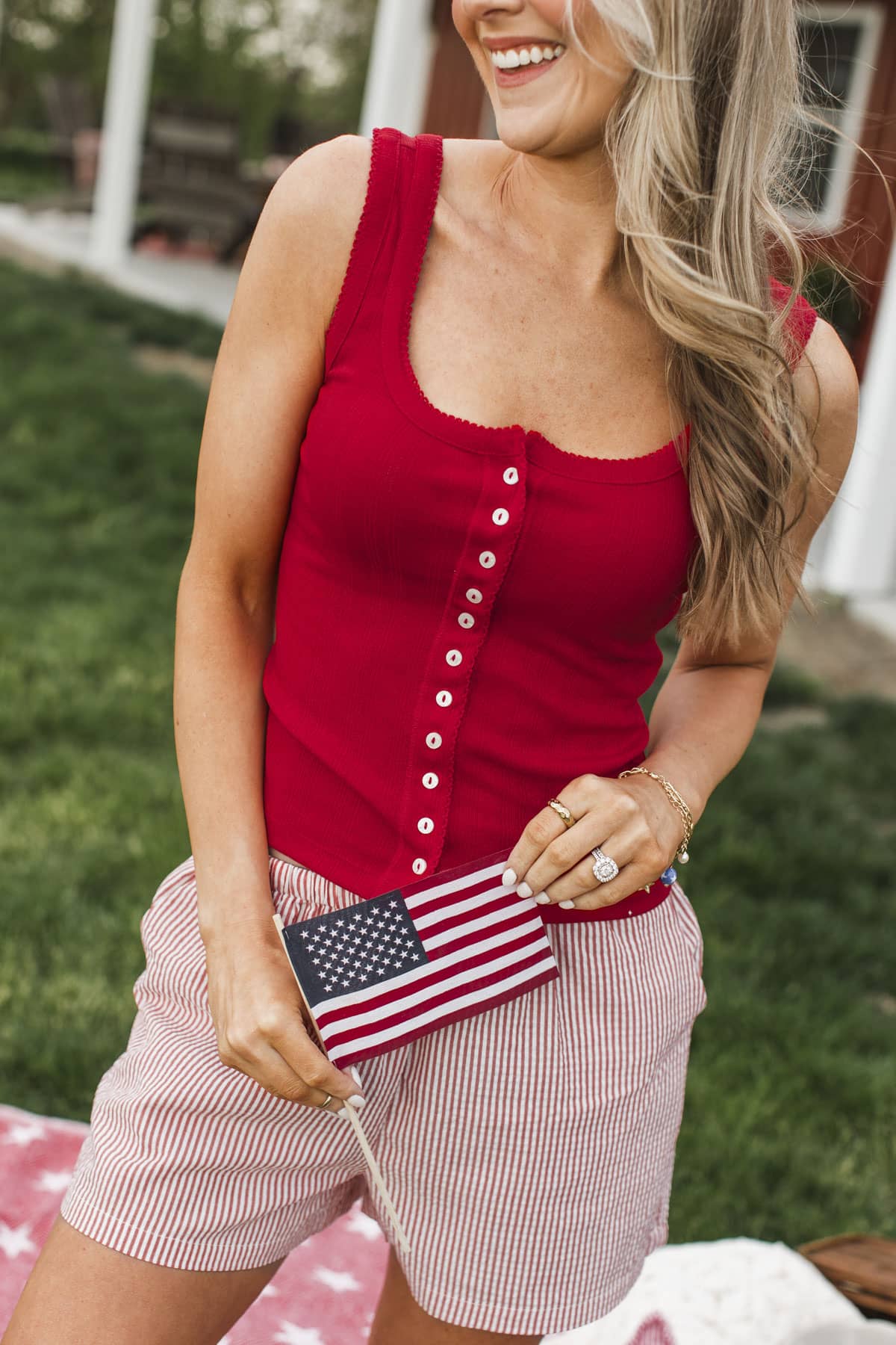 Belongs To Me Button Tank Top- Red