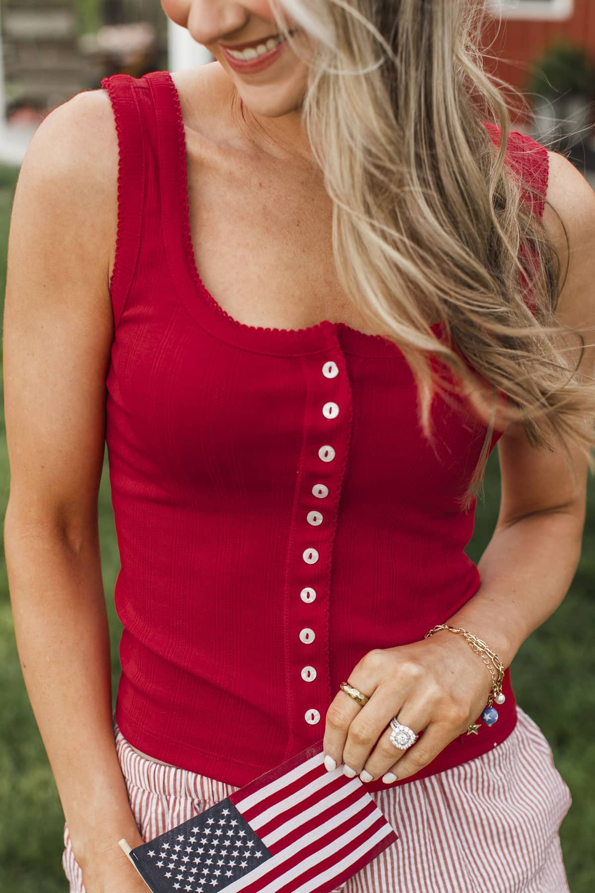 Belongs To Me Button Tank Top- Red - Image 4
