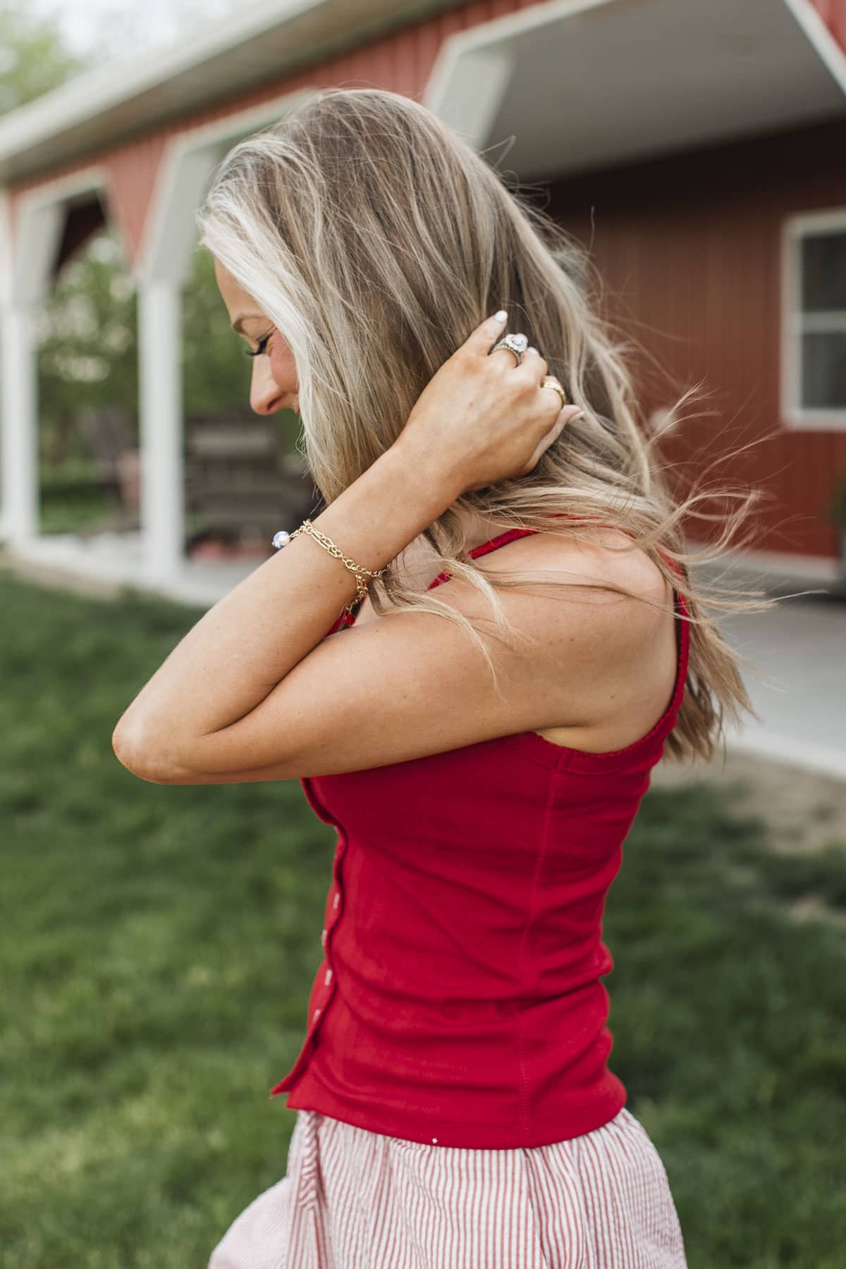 Belongs To Me Button Tank Top- Red - Image 6