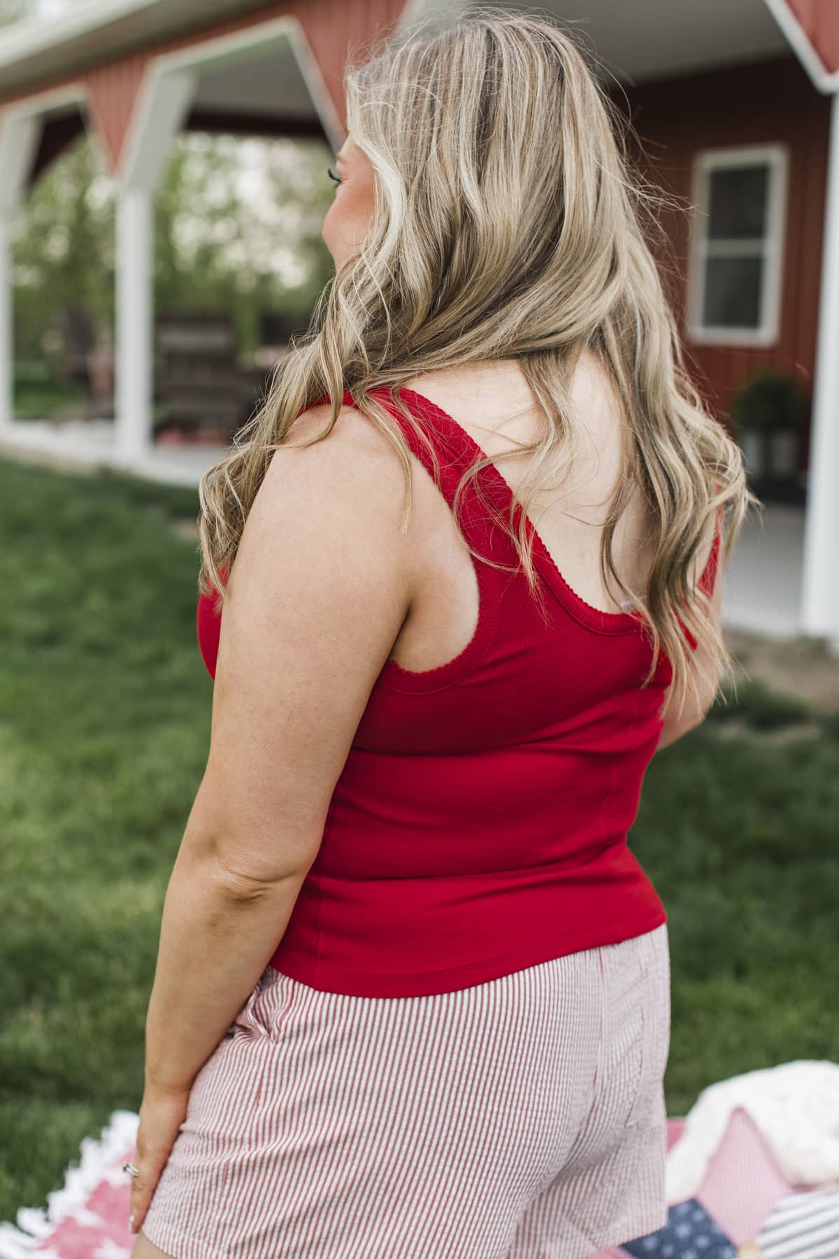 Belongs To Me Button Tank Top- Red - Image 7