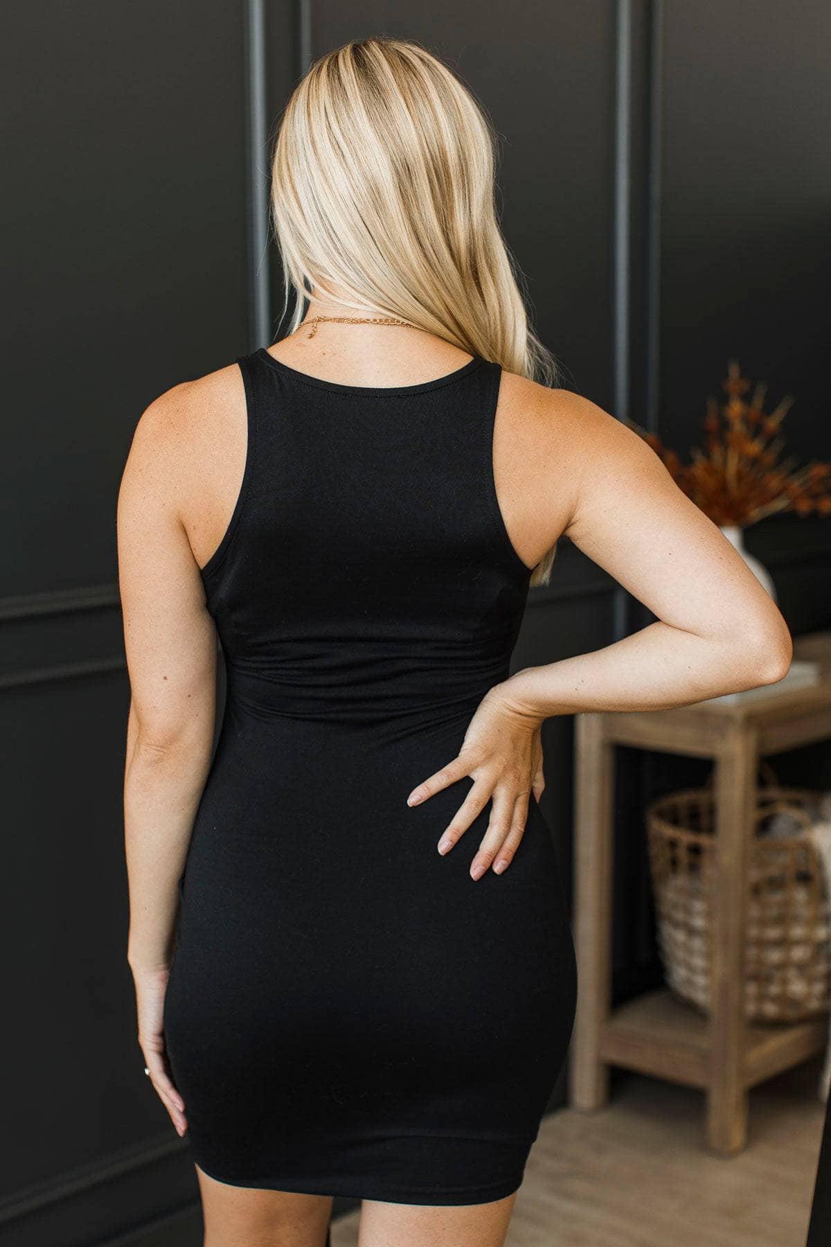 Besotted With You Drawstring Dress- Black - Image 6