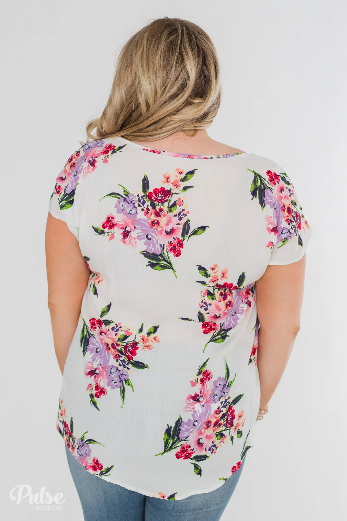 Best Day Ever Floral Twist Short Sleeve Top- Ivory - Image 15