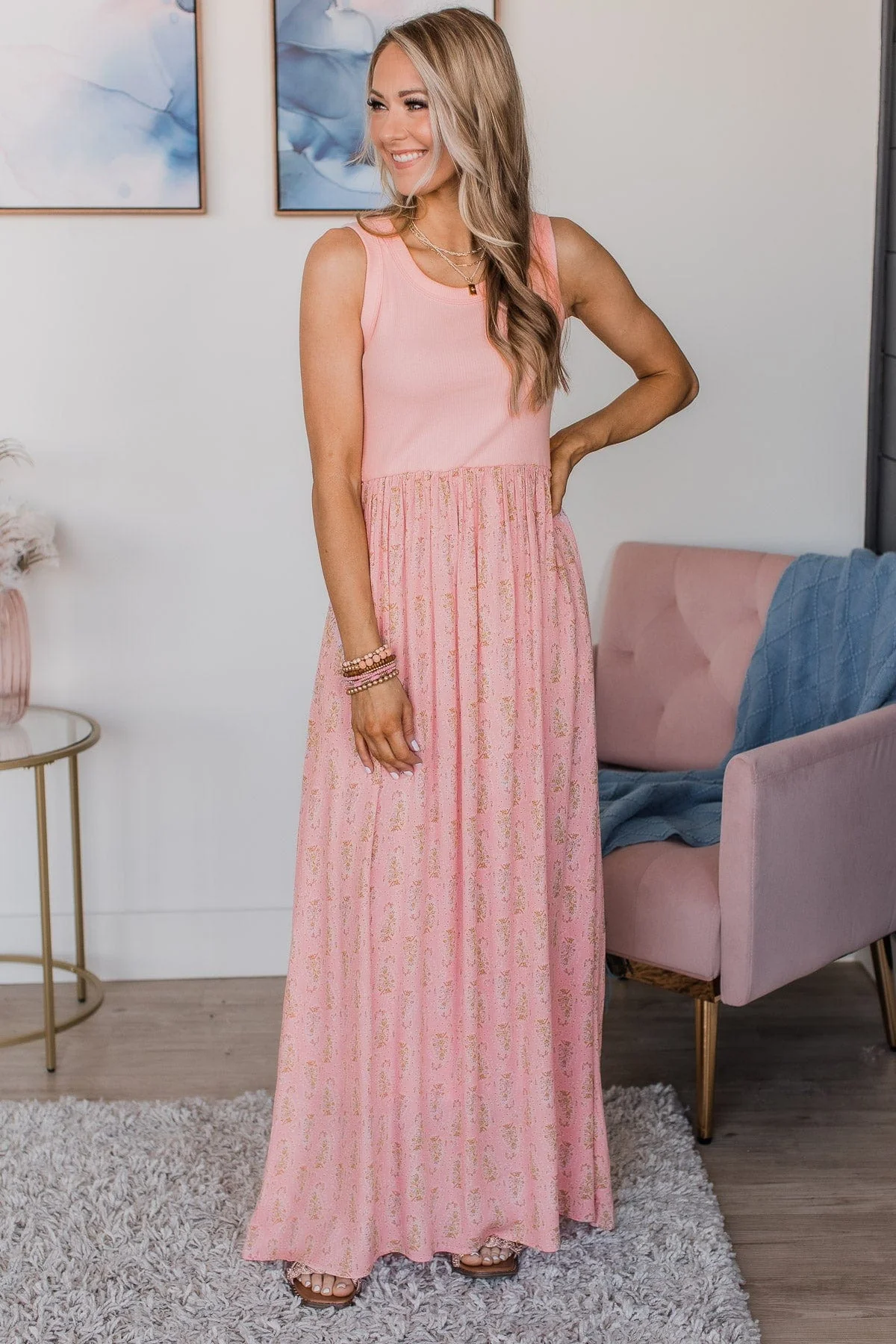 Best Days Ahead Floral Maxi Dress- Pink - Image 3