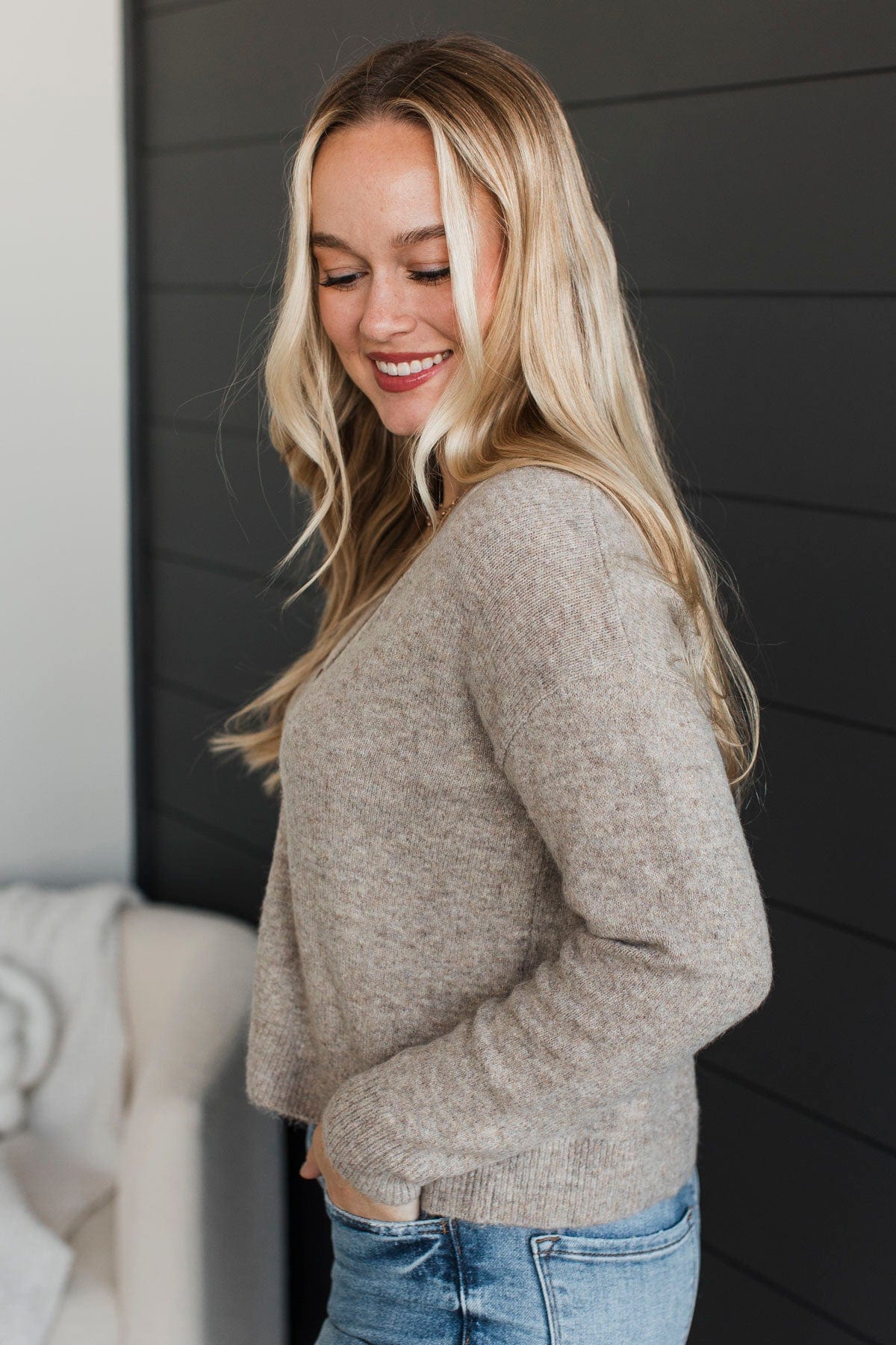 Best Efforts Knit Button Cardigan- Mushroom - Image 4
