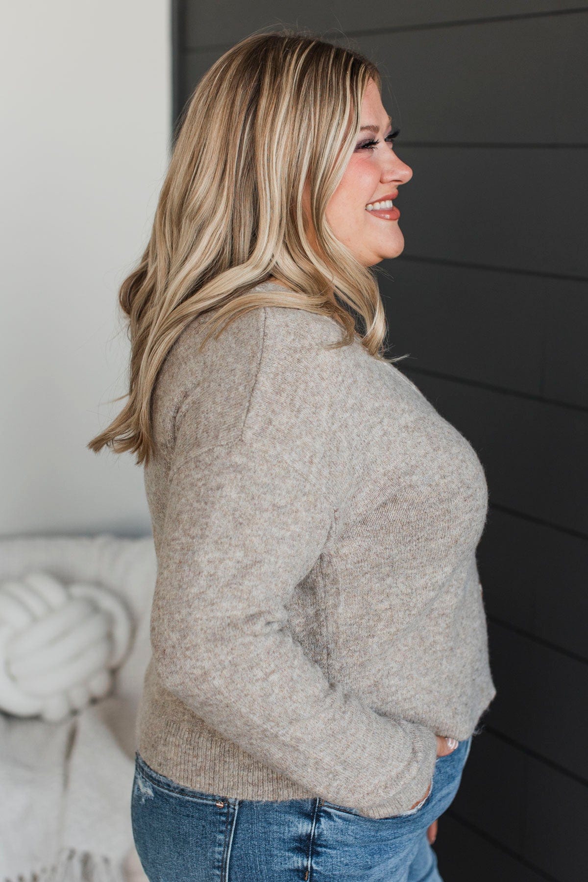 Best Efforts Knit Button Cardigan- Mushroom - Image 5