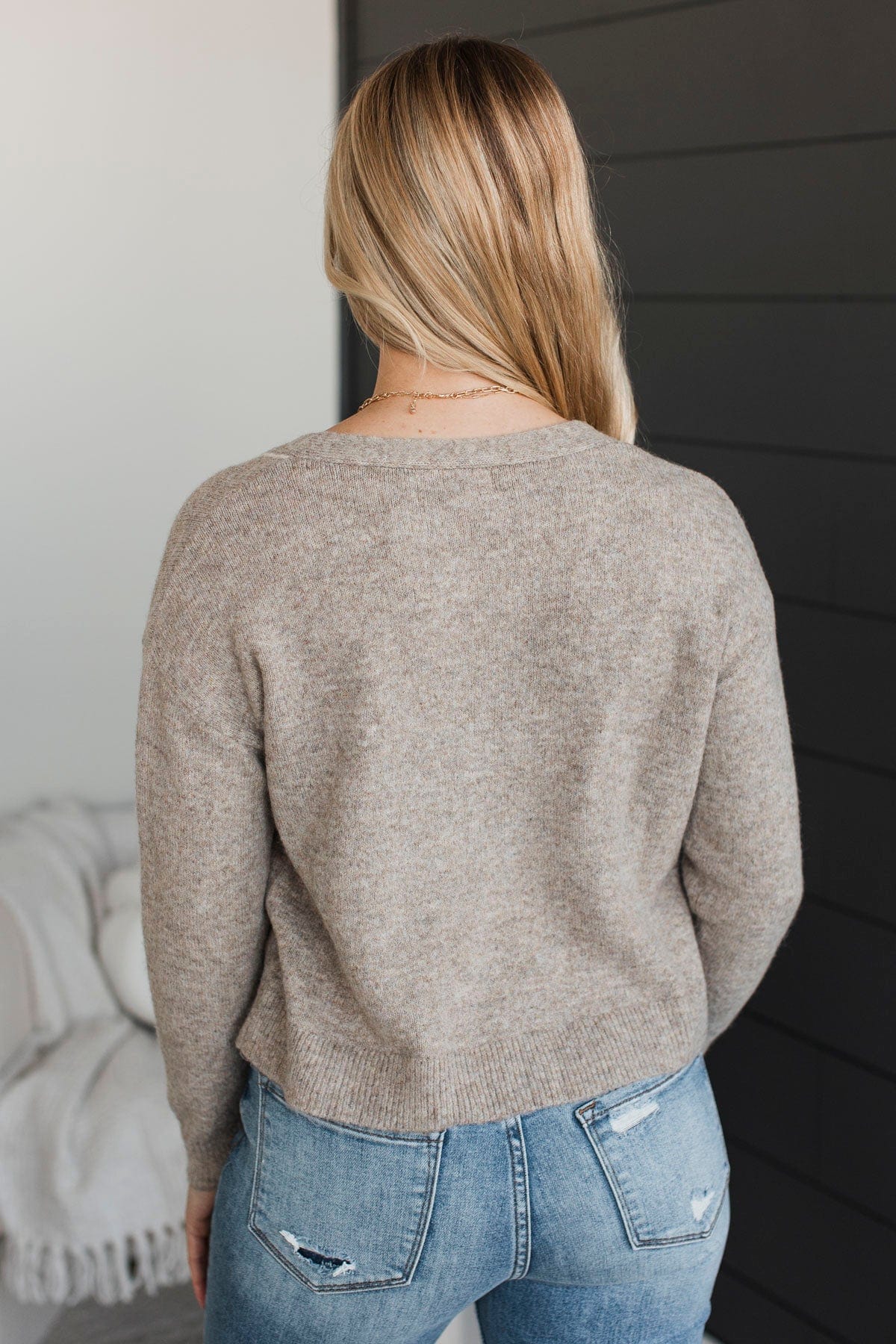Best Efforts Knit Button Cardigan- Mushroom - Image 6