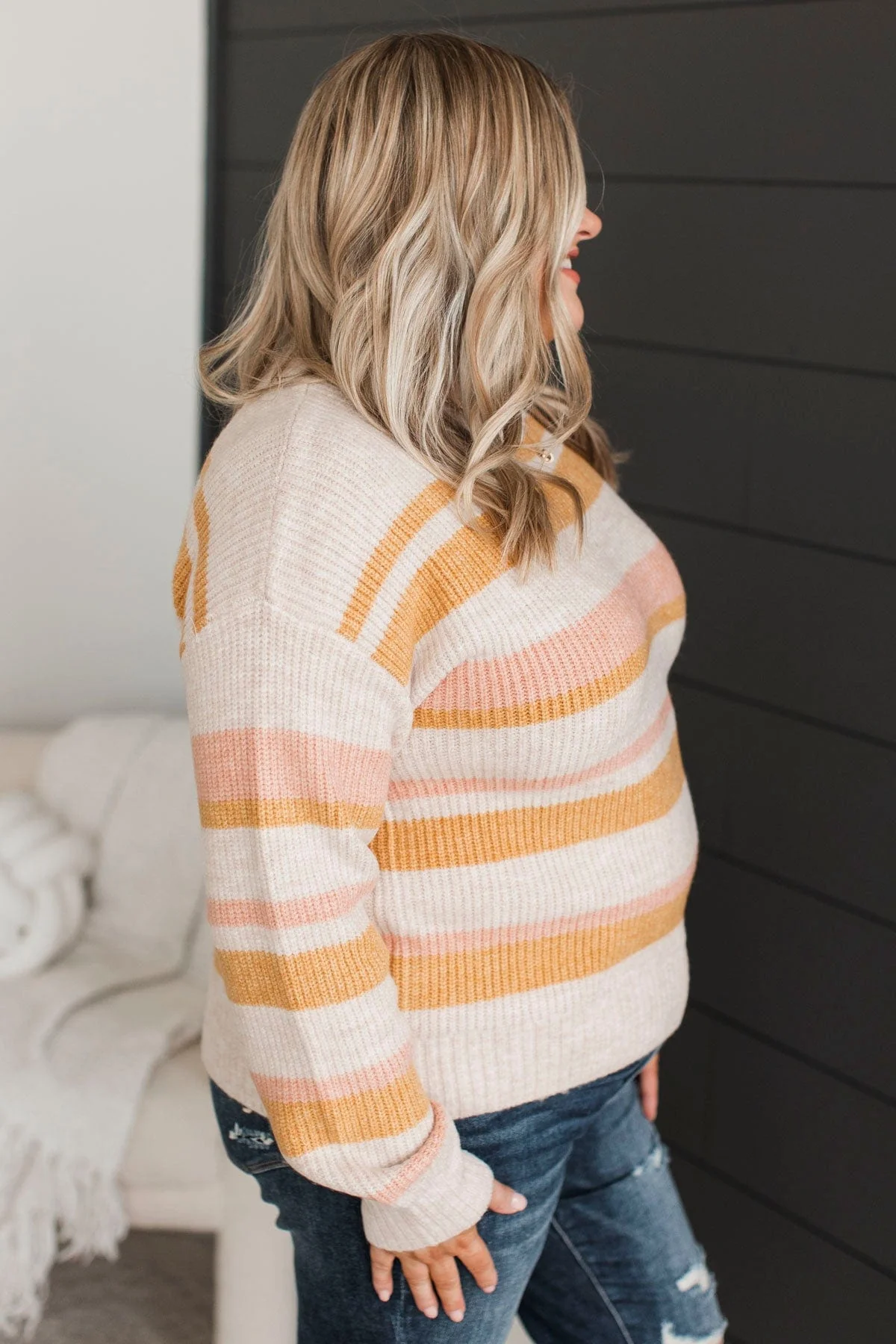 Best Encounters Striped Sweater- Mustard & Pink - Image 5