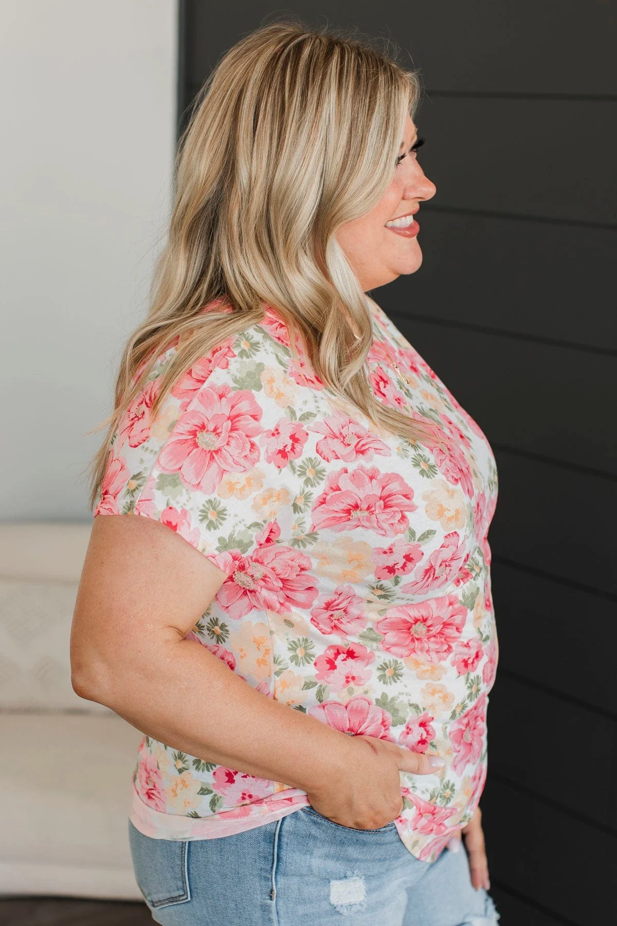 Best Memories Floral Top- Ivory & Pink - Image 6