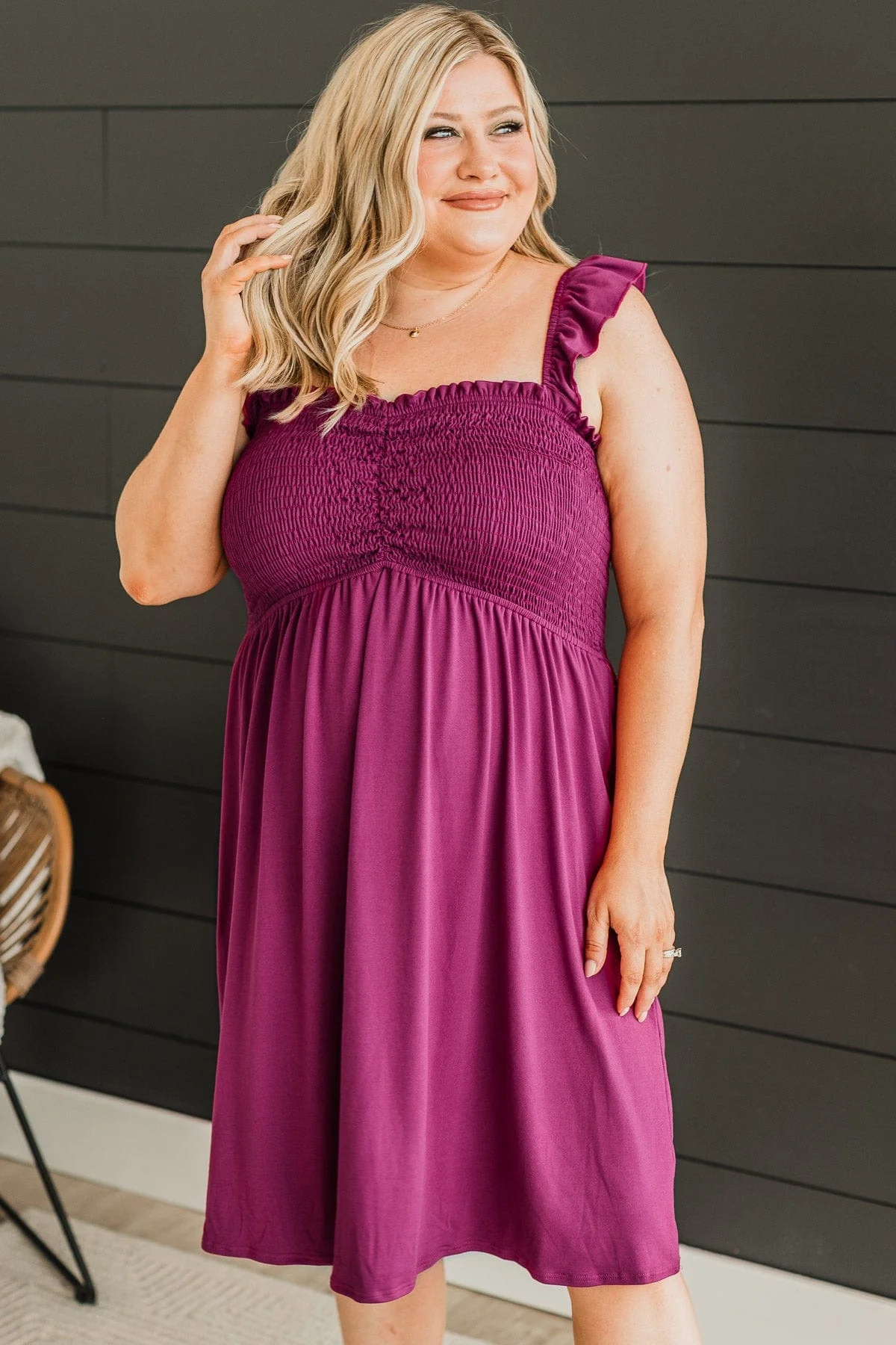 Best Night Ever Smocked Dress- Magenta