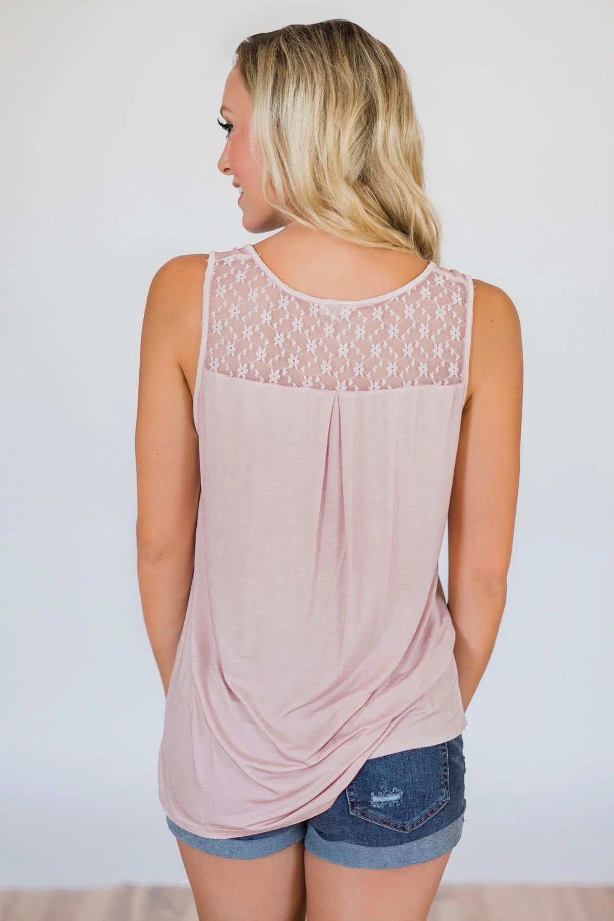 Best of my Days Lace & Zipper Tank Top- Vintage Blush - Image 10