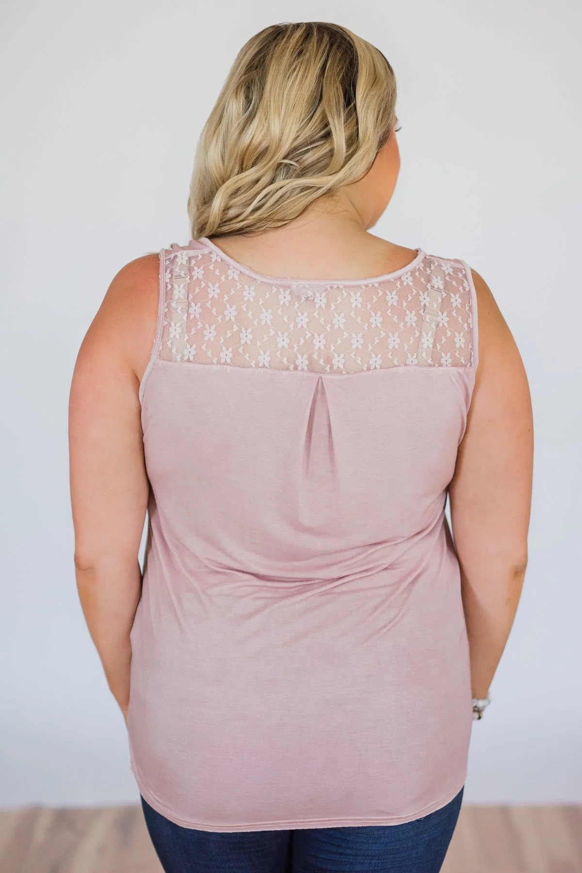 Best of my Days Lace & Zipper Tank Top- Vintage Blush - Image 8