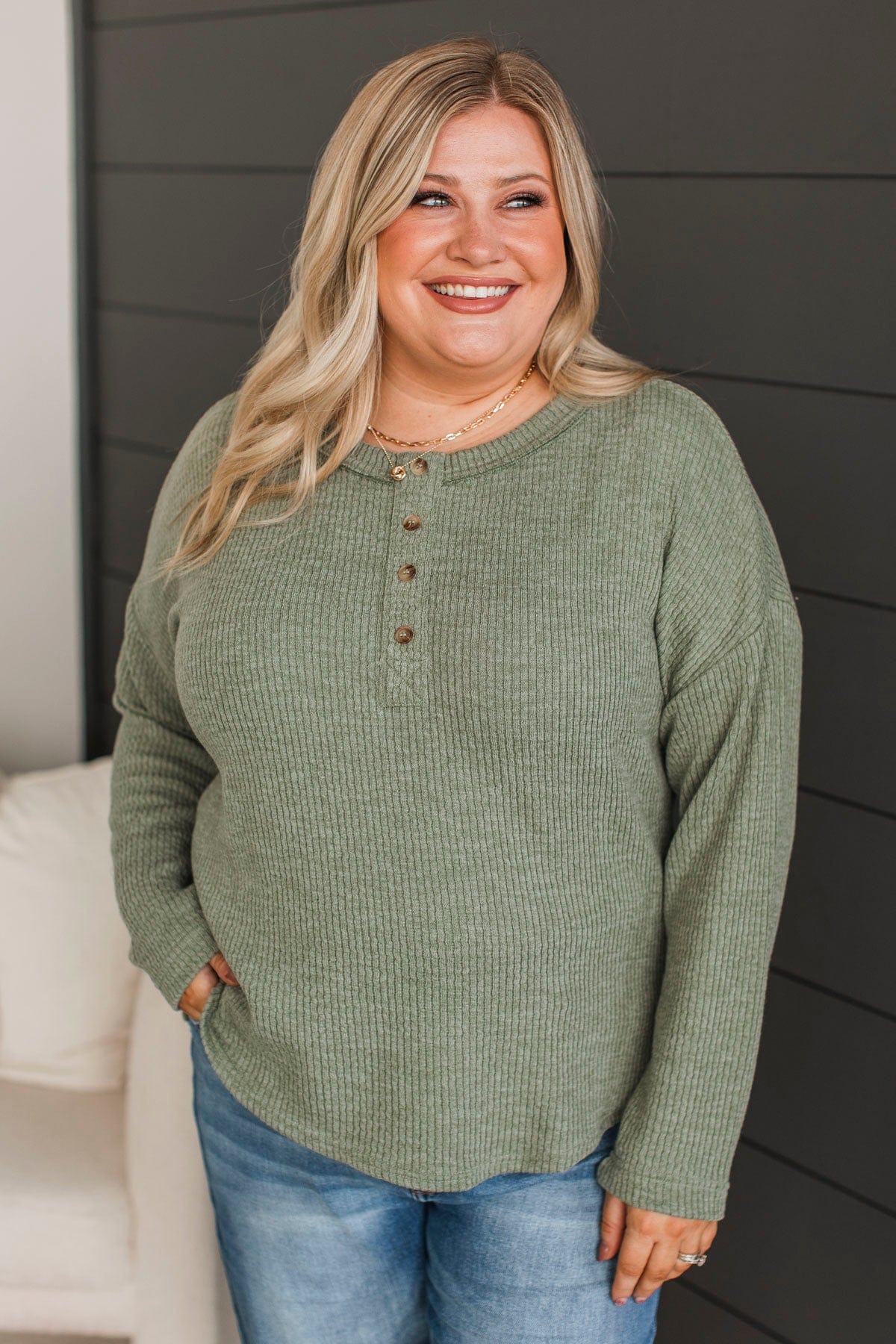 Best Part Of Me Long Sleeve Top- Light Olive