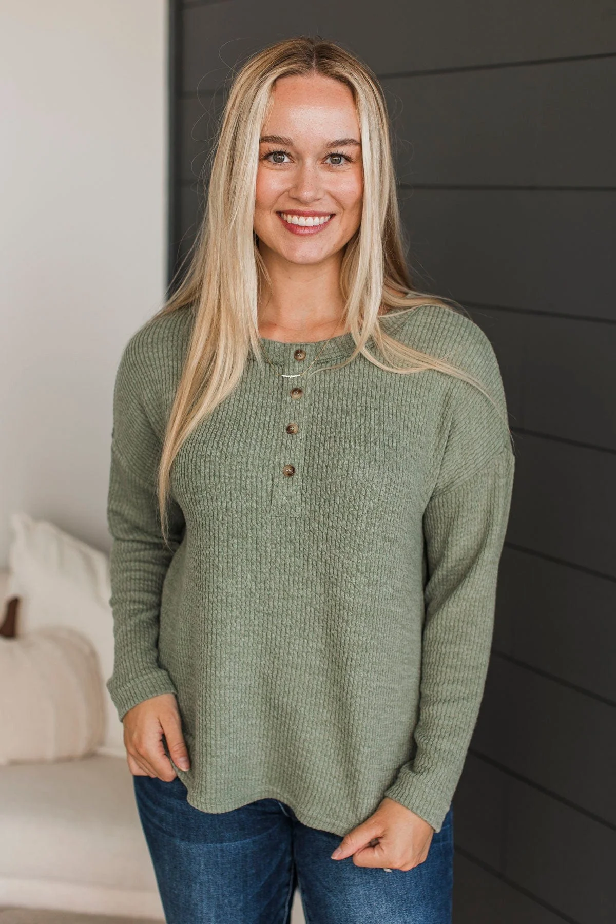 Best Part Of Me Long Sleeve Top- Light Olive - Image 2