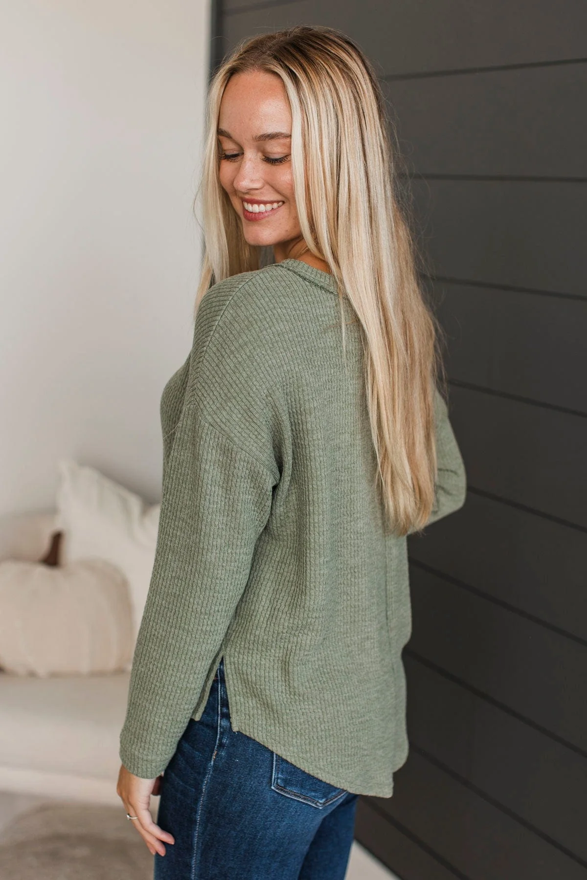 Best Part Of Me Long Sleeve Top- Light Olive - Image 6