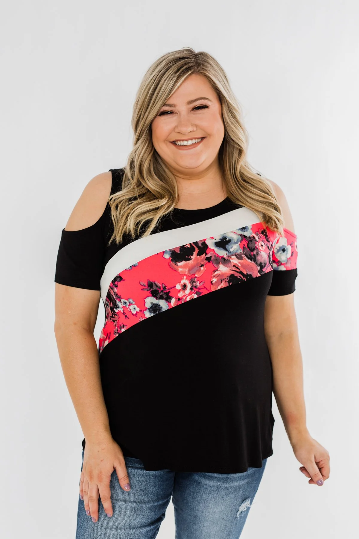 Best Side of Me Cold Shoulder Top- Black - Image 5