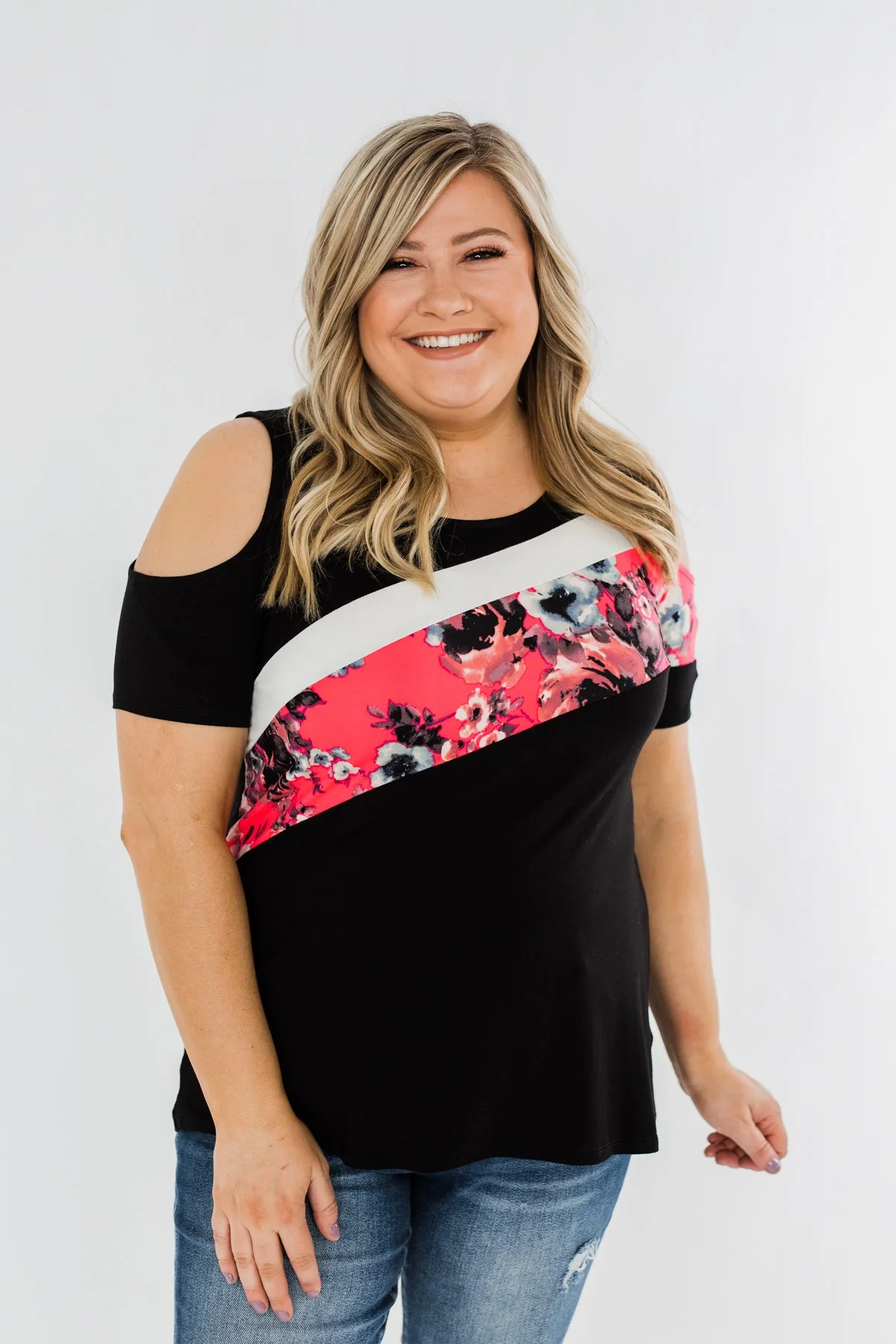 Best Side of Me Cold Shoulder Top- Black - Image 7