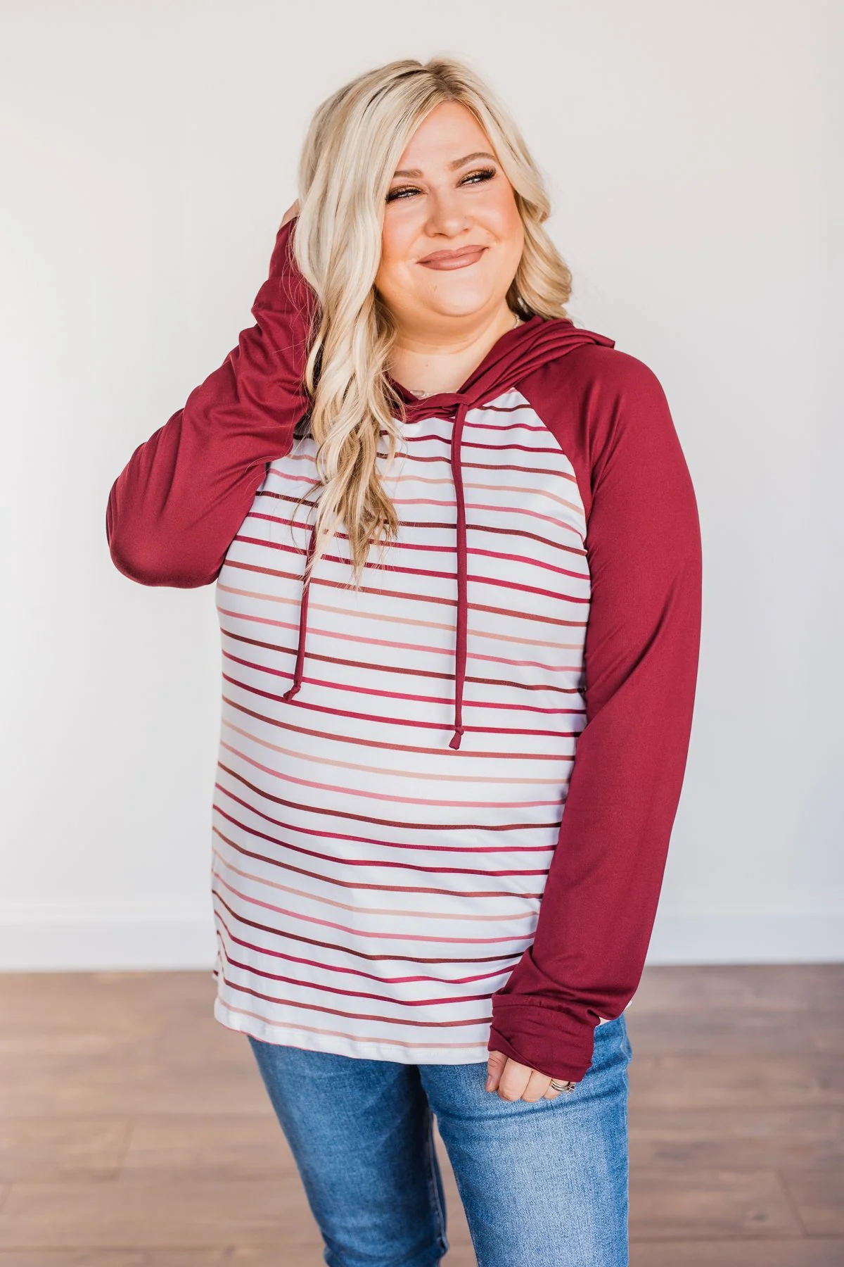Better By Every Measure Hooded Top- Wine & Ivory - Image 6